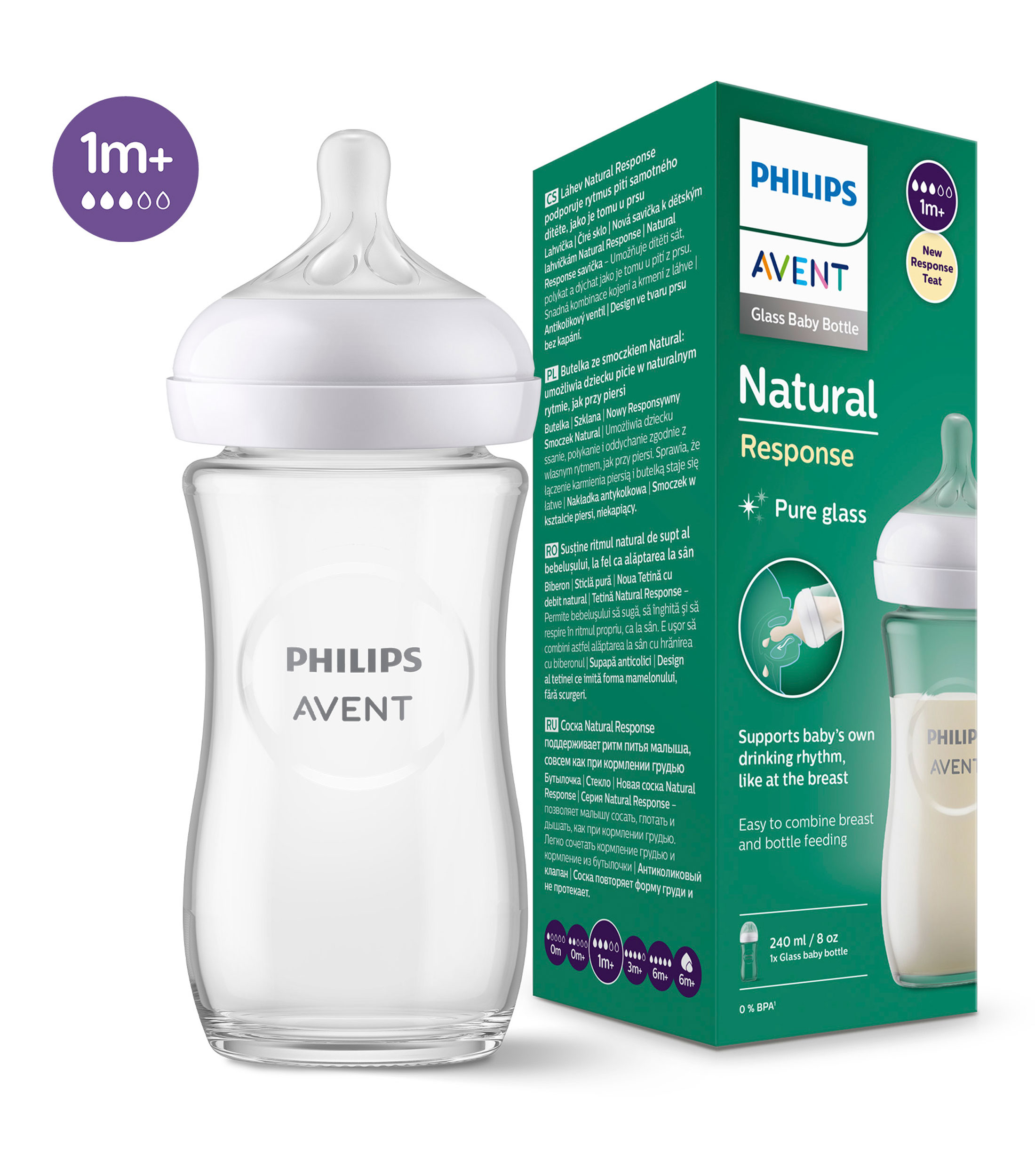 Biberón Natural Response 240 ml en Vidrio