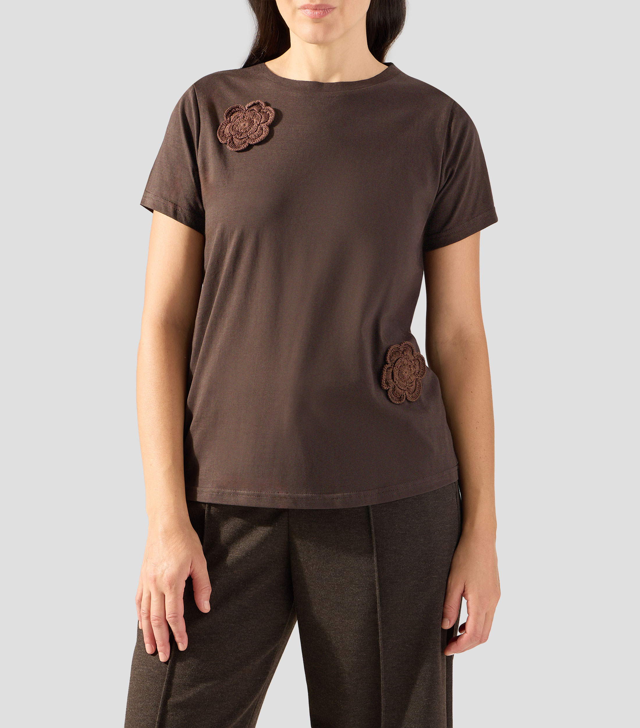 Playera cuello redondo manga corta lisa Mujer