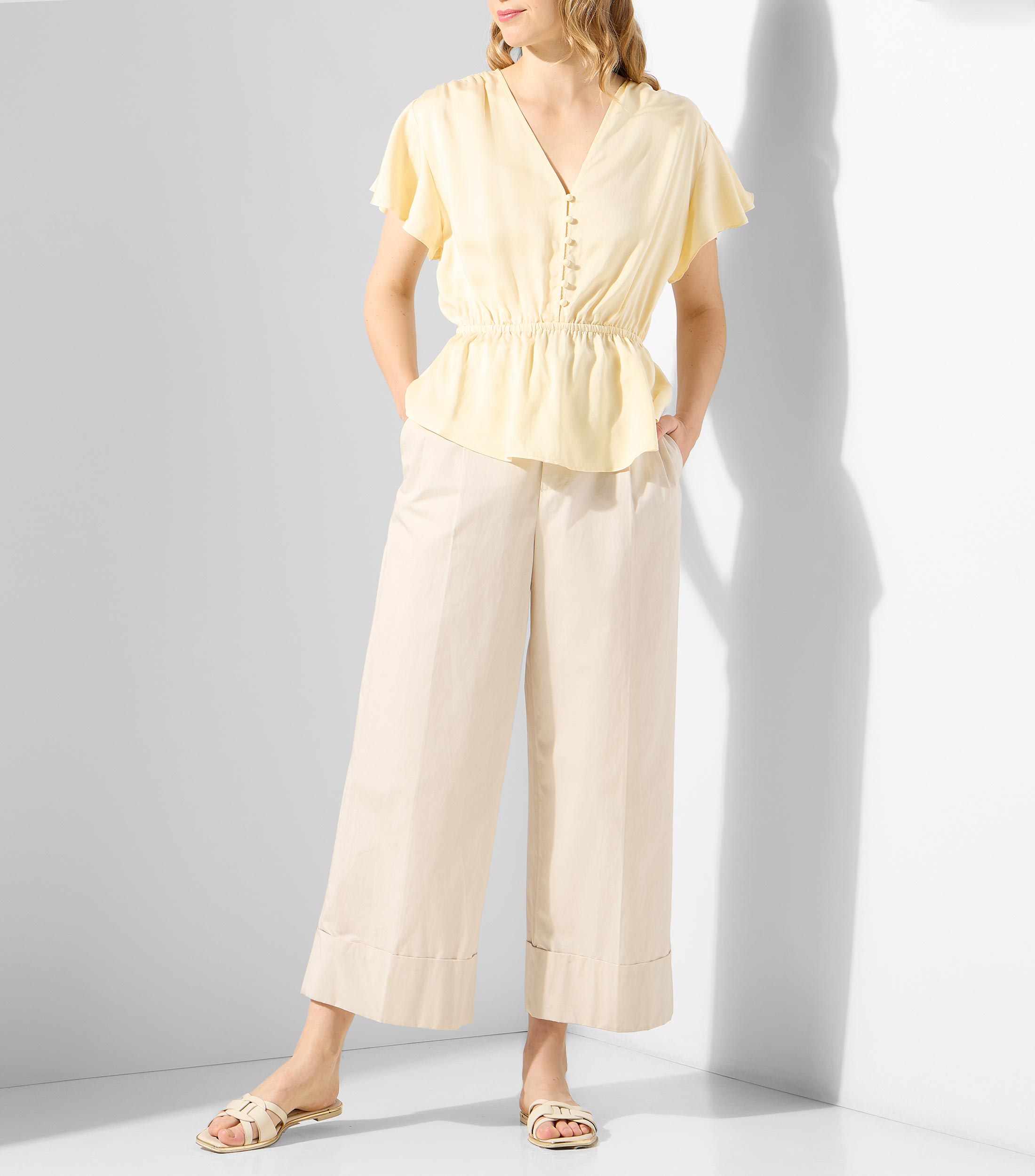 Blusa lisa manga corta Mujer