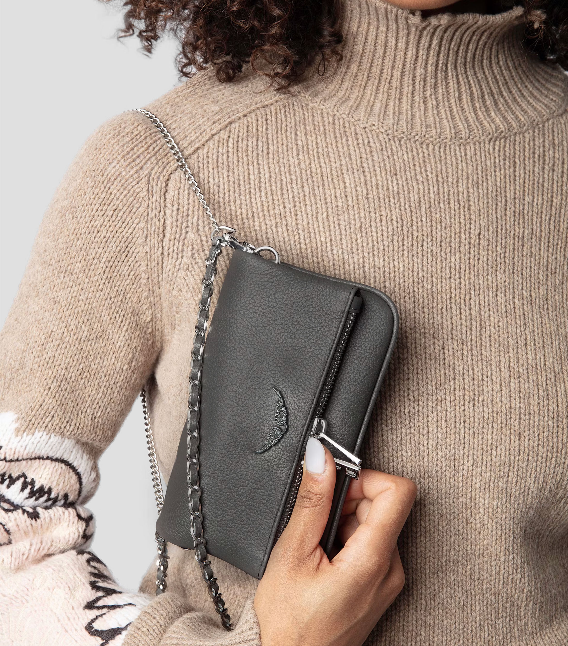 Bolsa Crossbody en cuero Rock Nano granulada Mujer