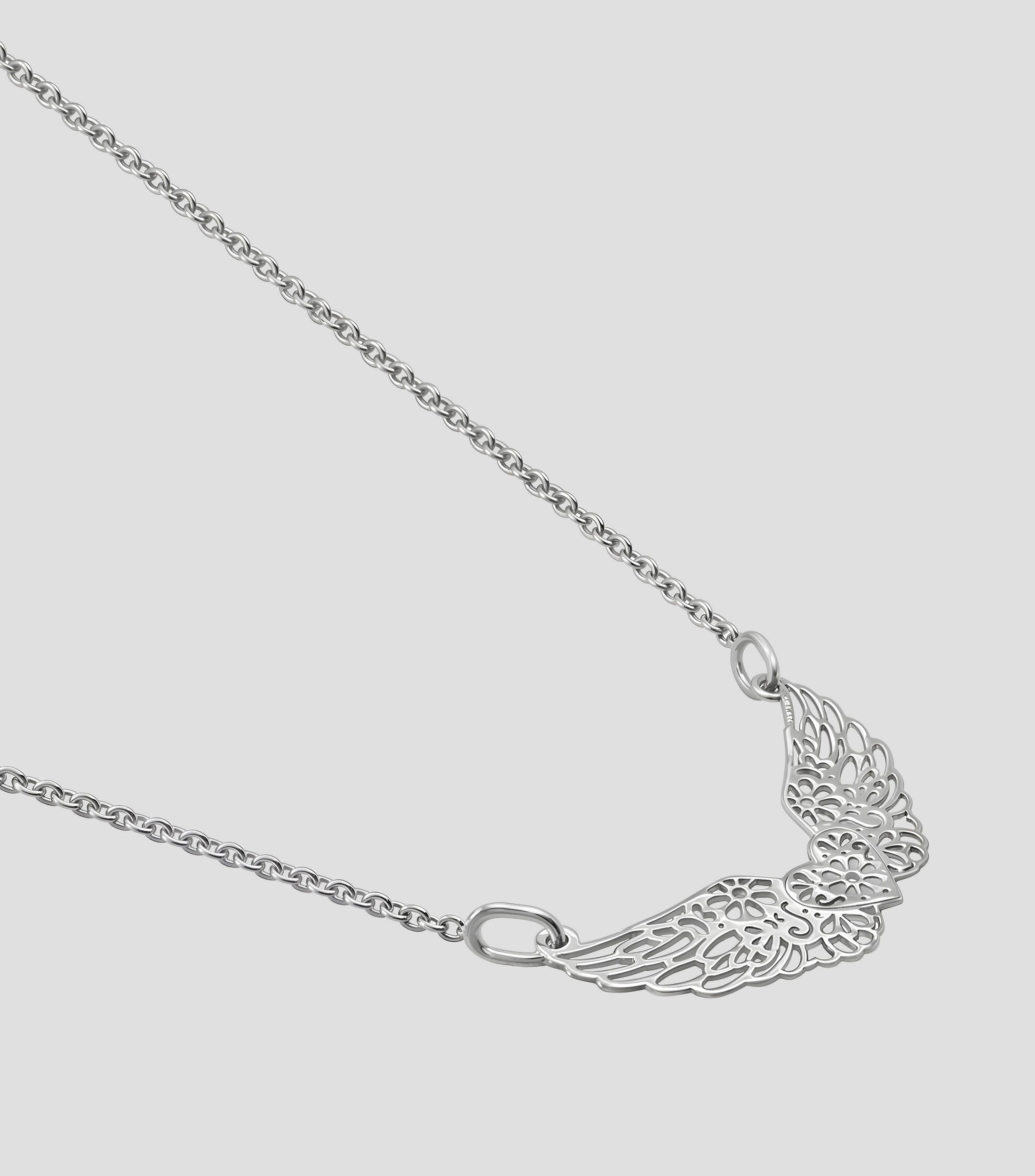 Dije con cadena en plata .925 Corazón con alas Mexicanizado Mujer