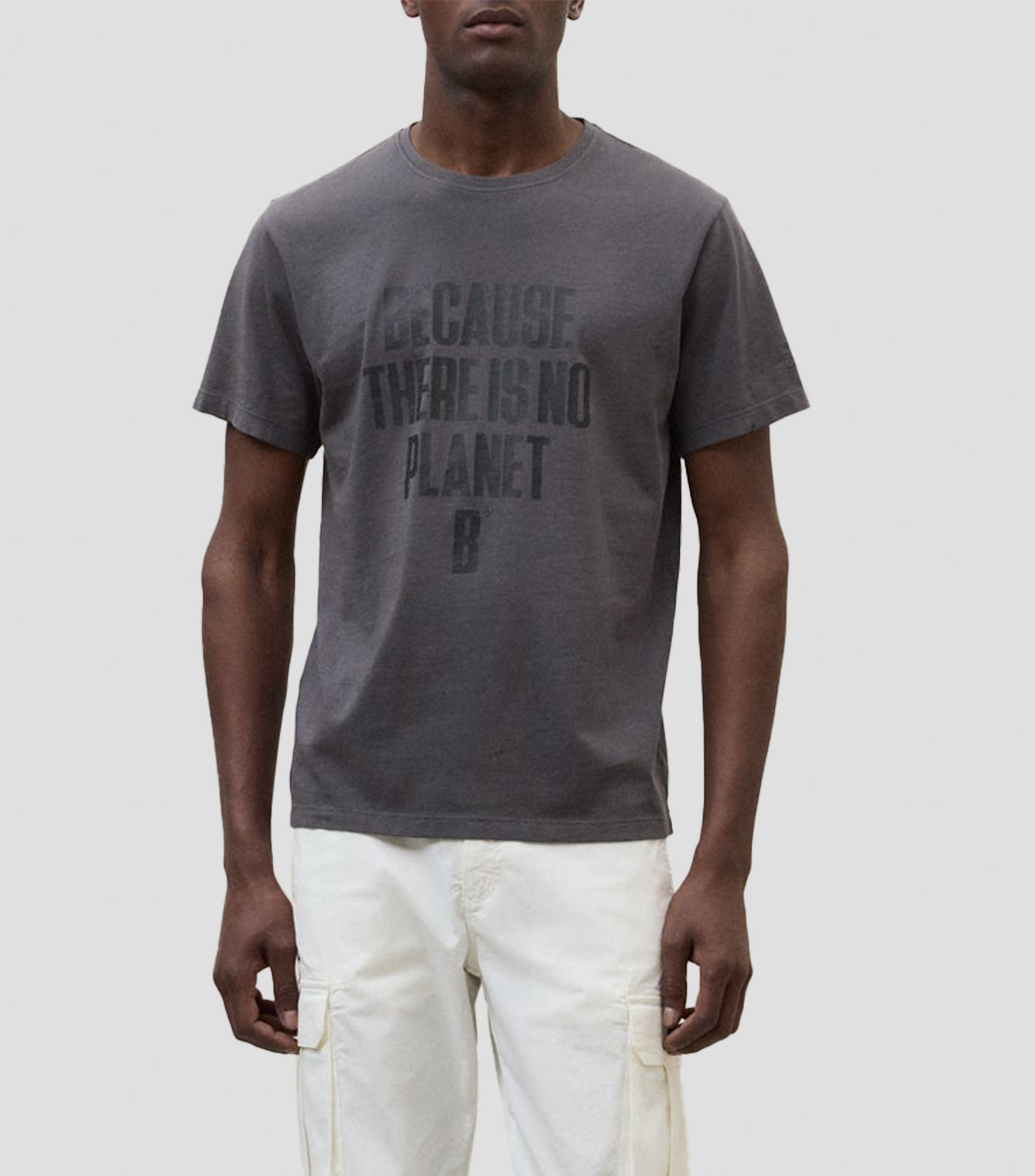 Playera cuello redondo manga corta con estampado Hombre