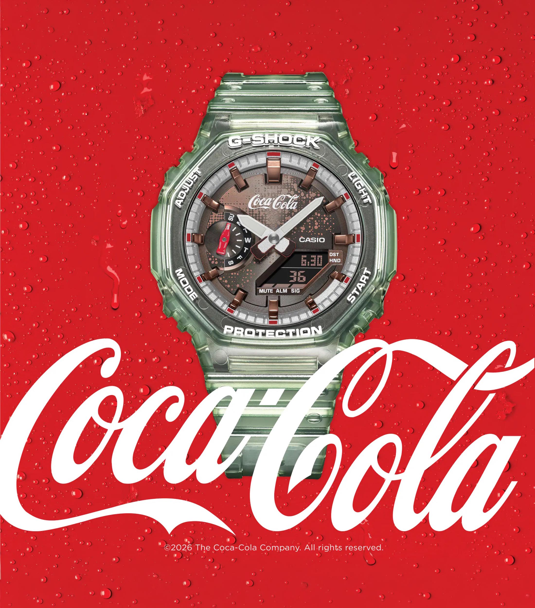 Reloj para hombre G-Shock Coca-Cola Edición Especial Verde translúcido, Café