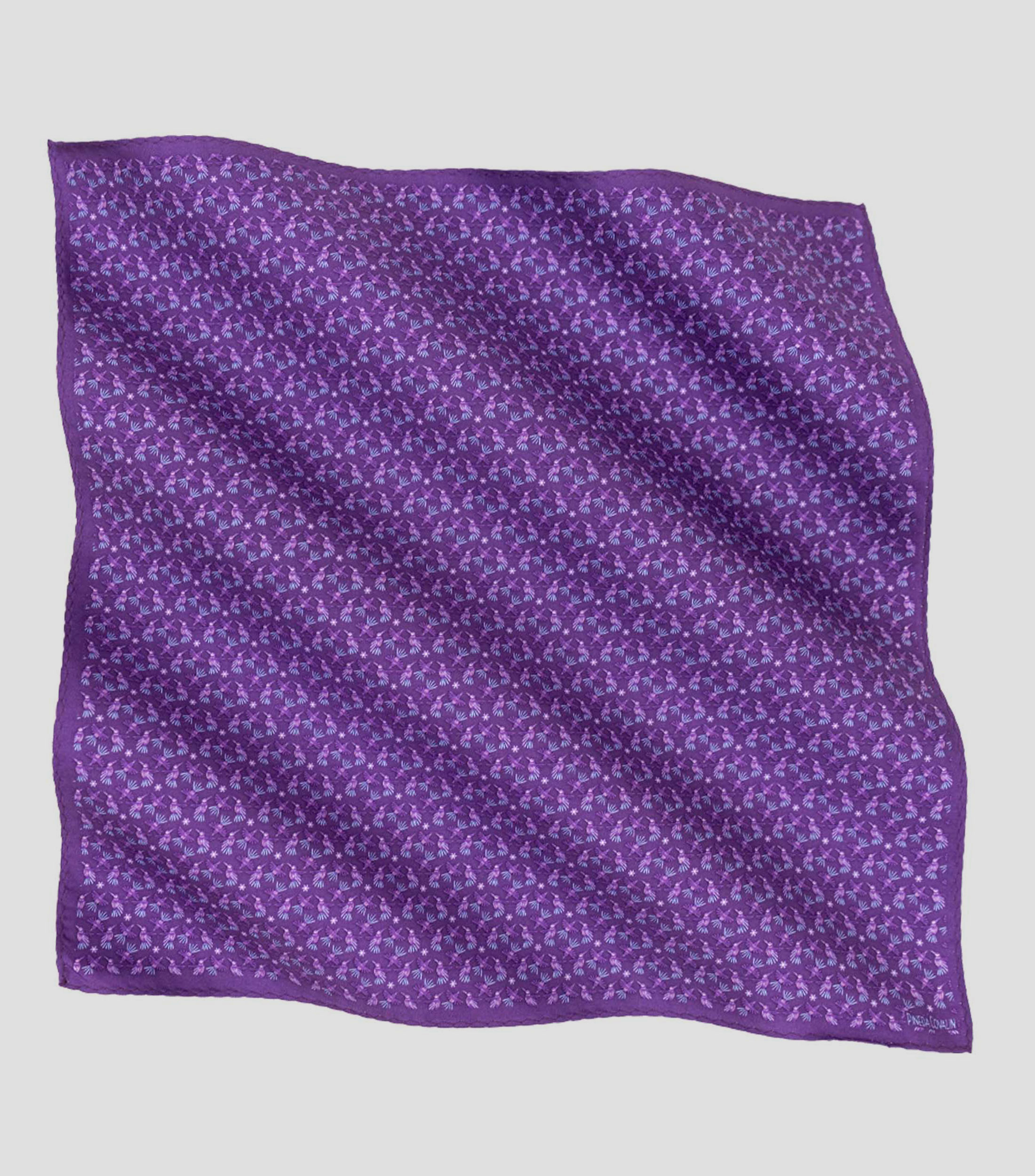 Pañuelo de seda morado Colibrí Hombre