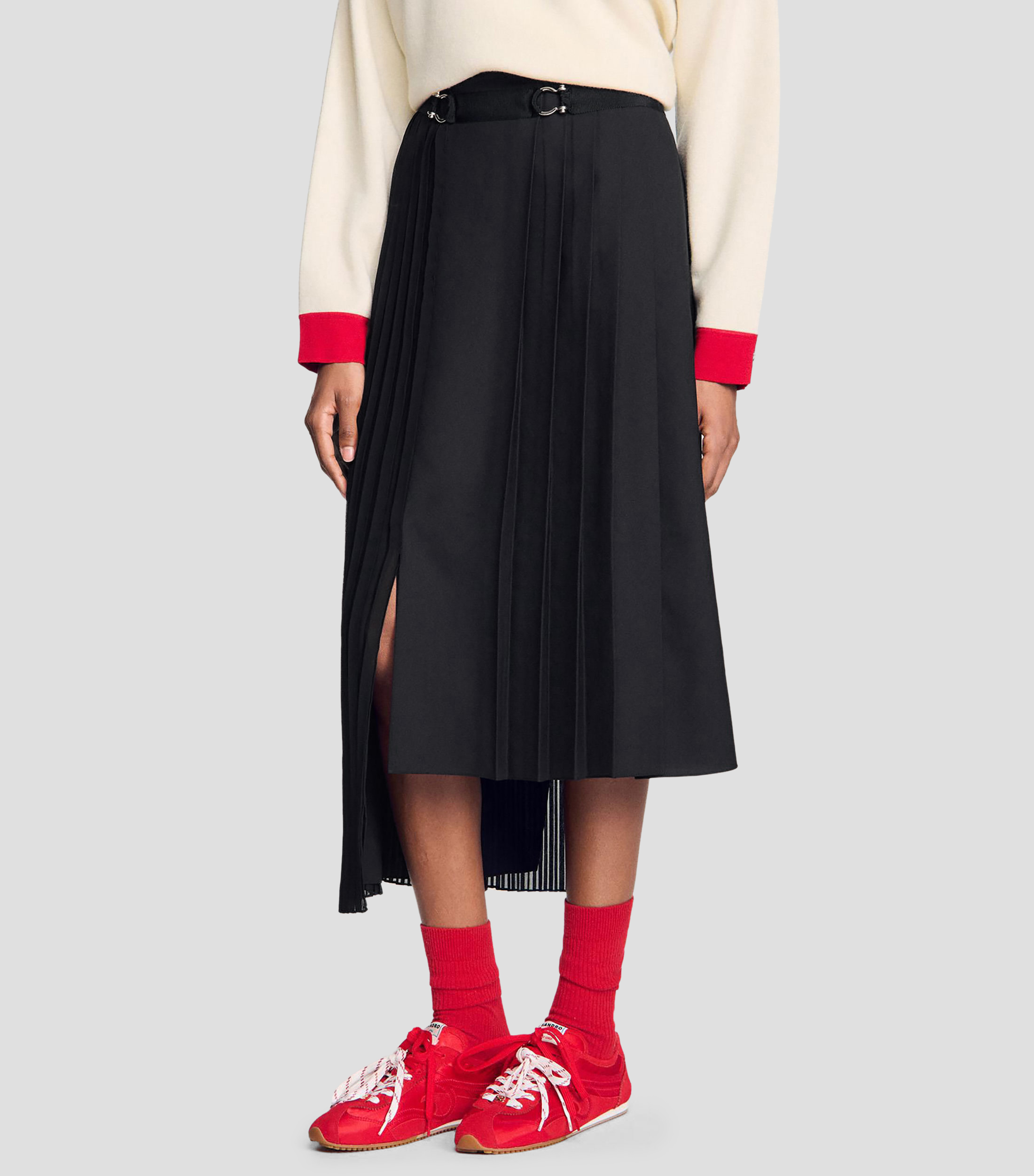 Falda midi recto lisa Mujer
