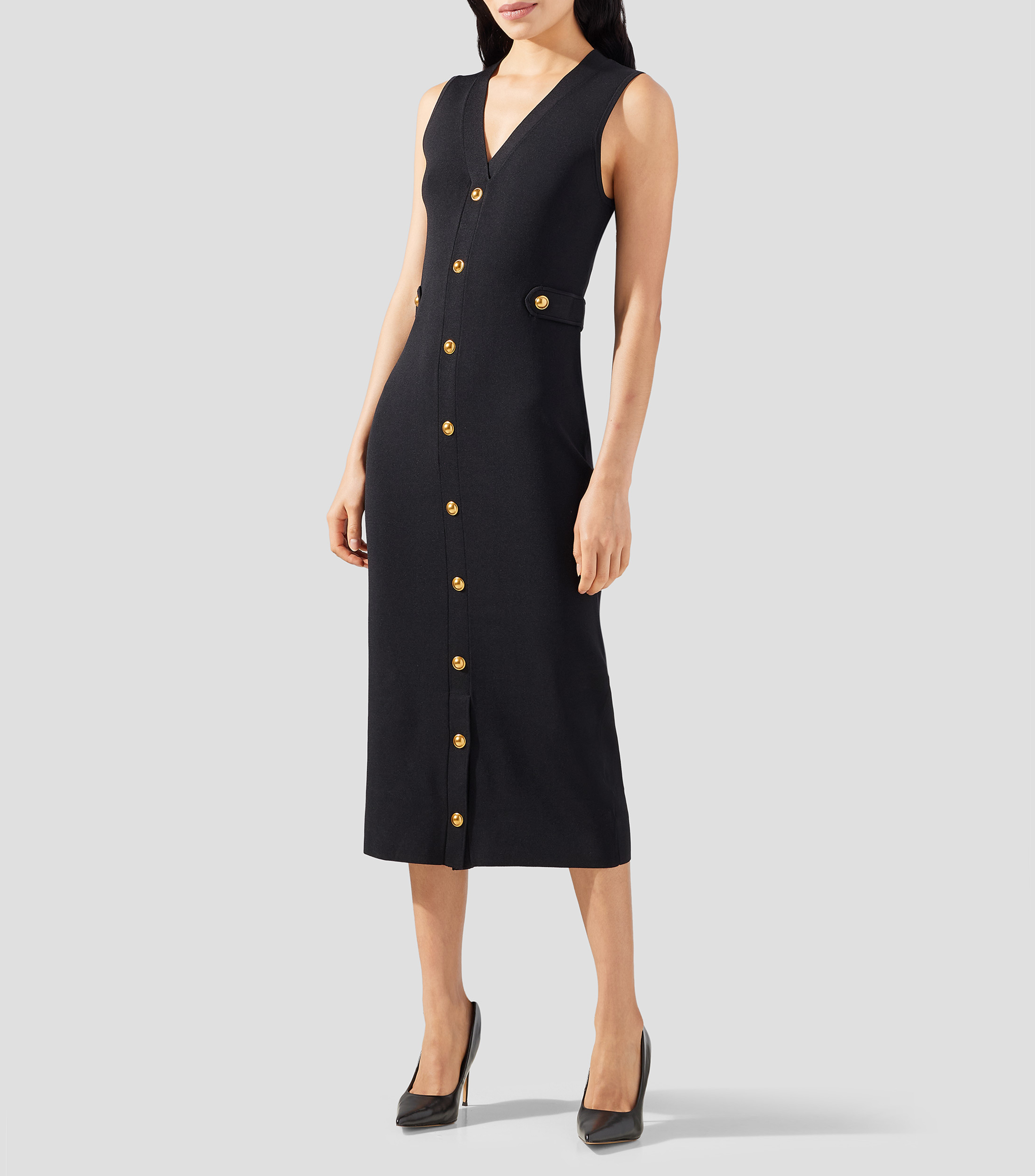 Vestido midi liso Mujer