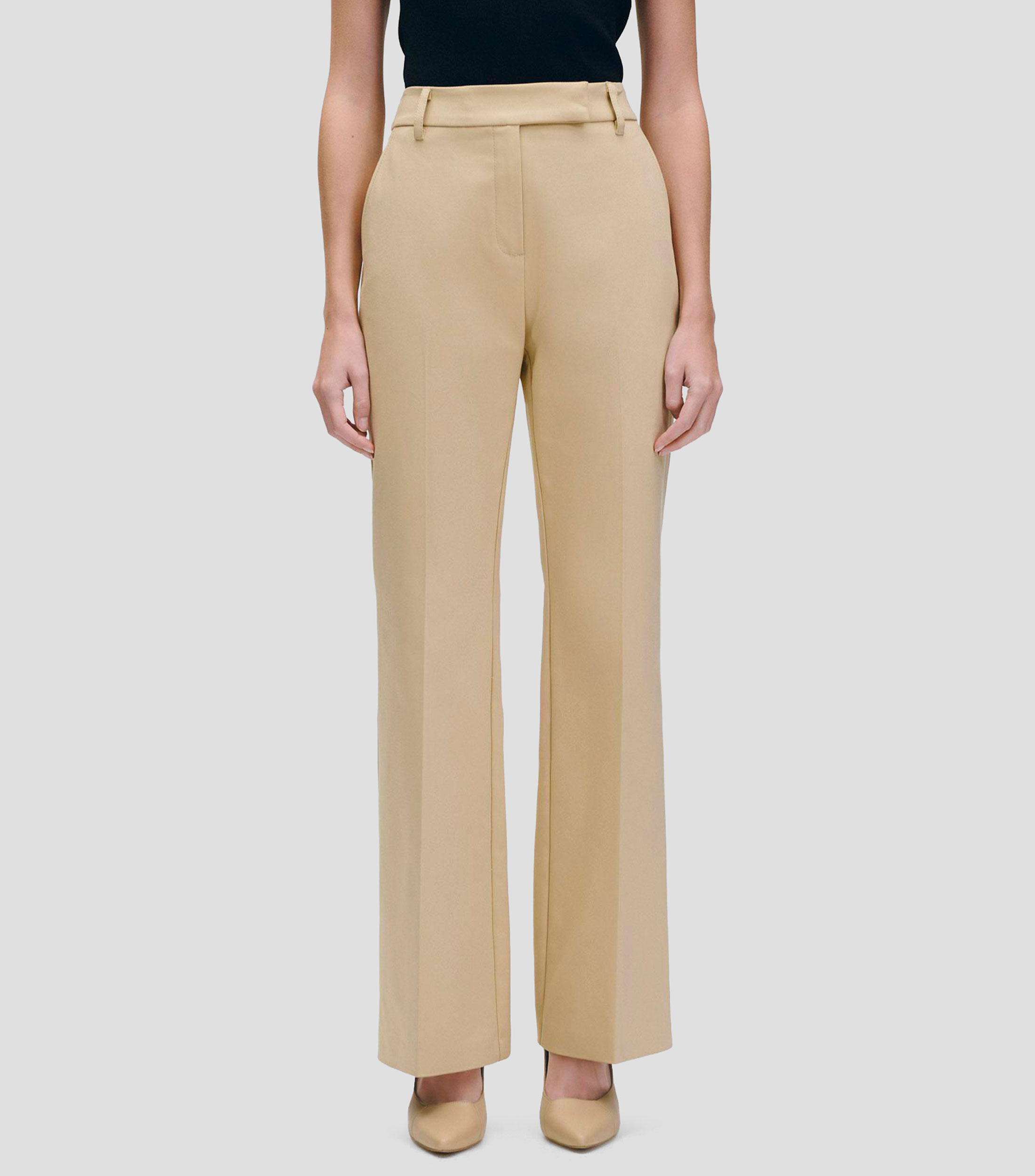 Pantalón pretina con pase trabas y bolsas diagonales largo Mujer