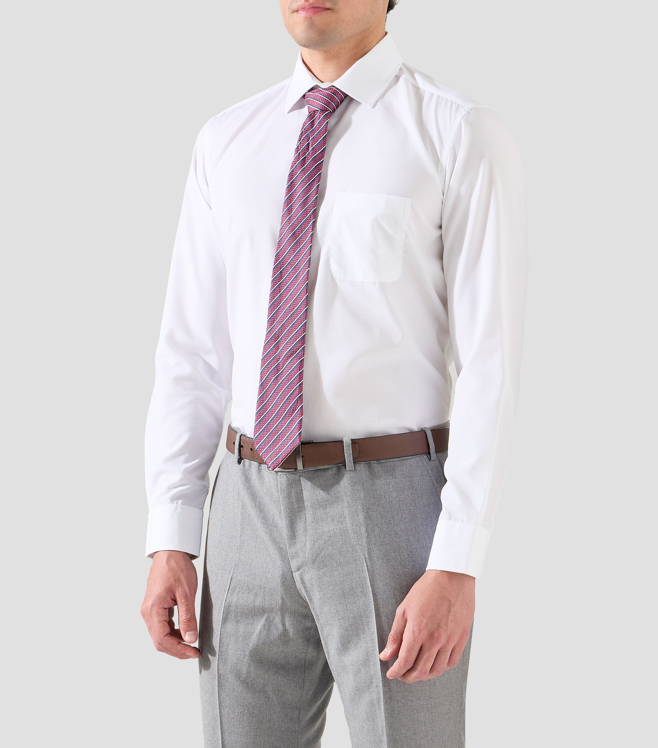 Camisa de vestir lisa con manga larga Hombre