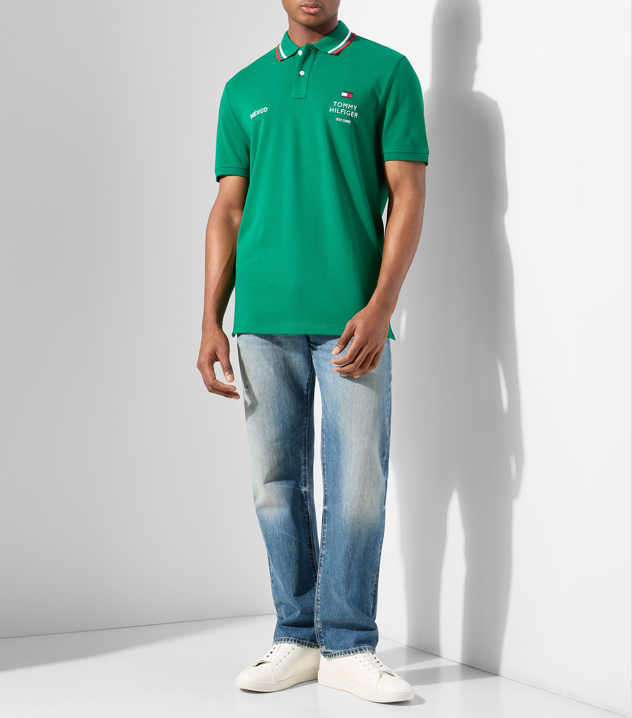 Playera tipo polo manga corta lisa México Hombre