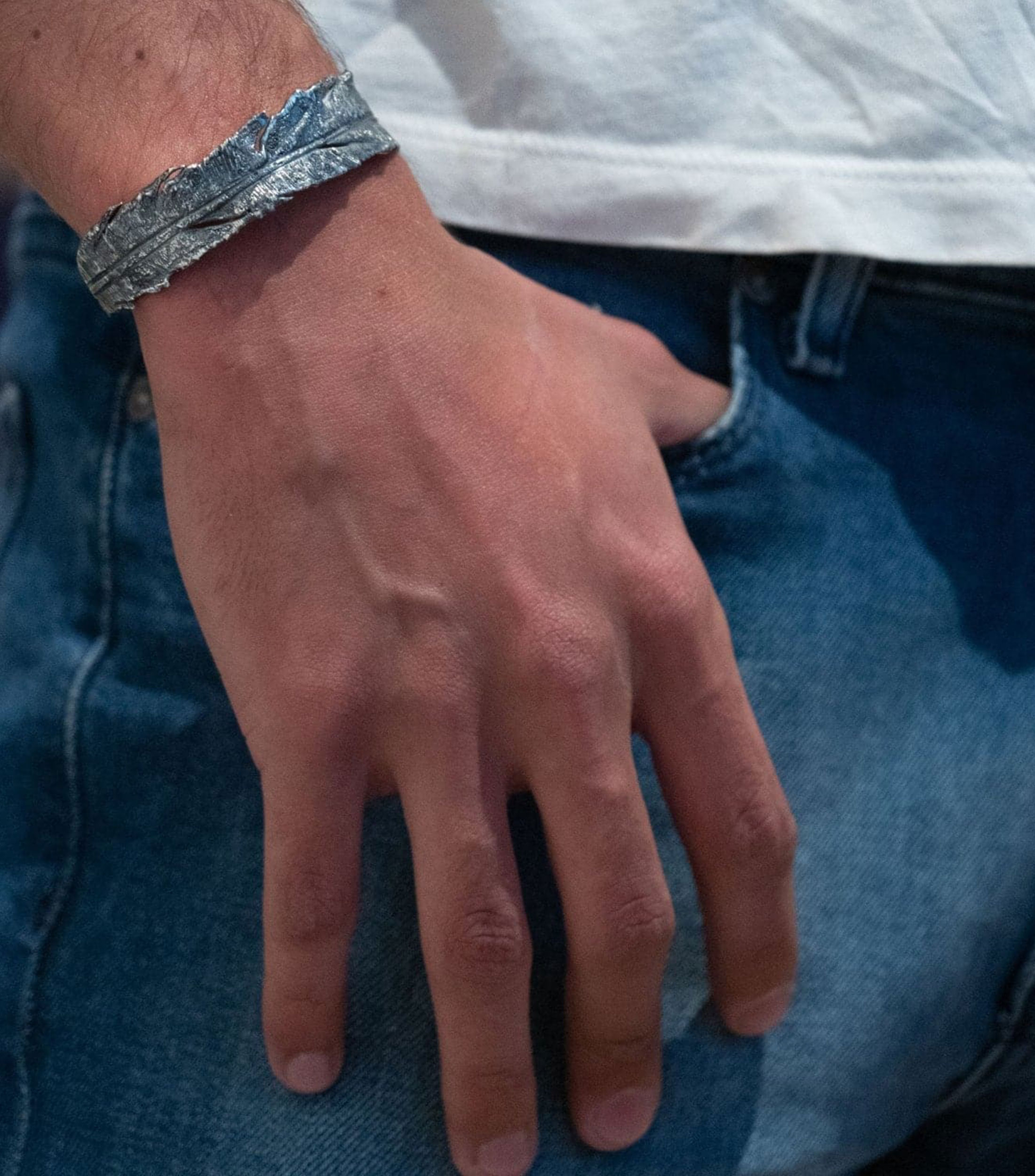 Brazalete en plata Hombre