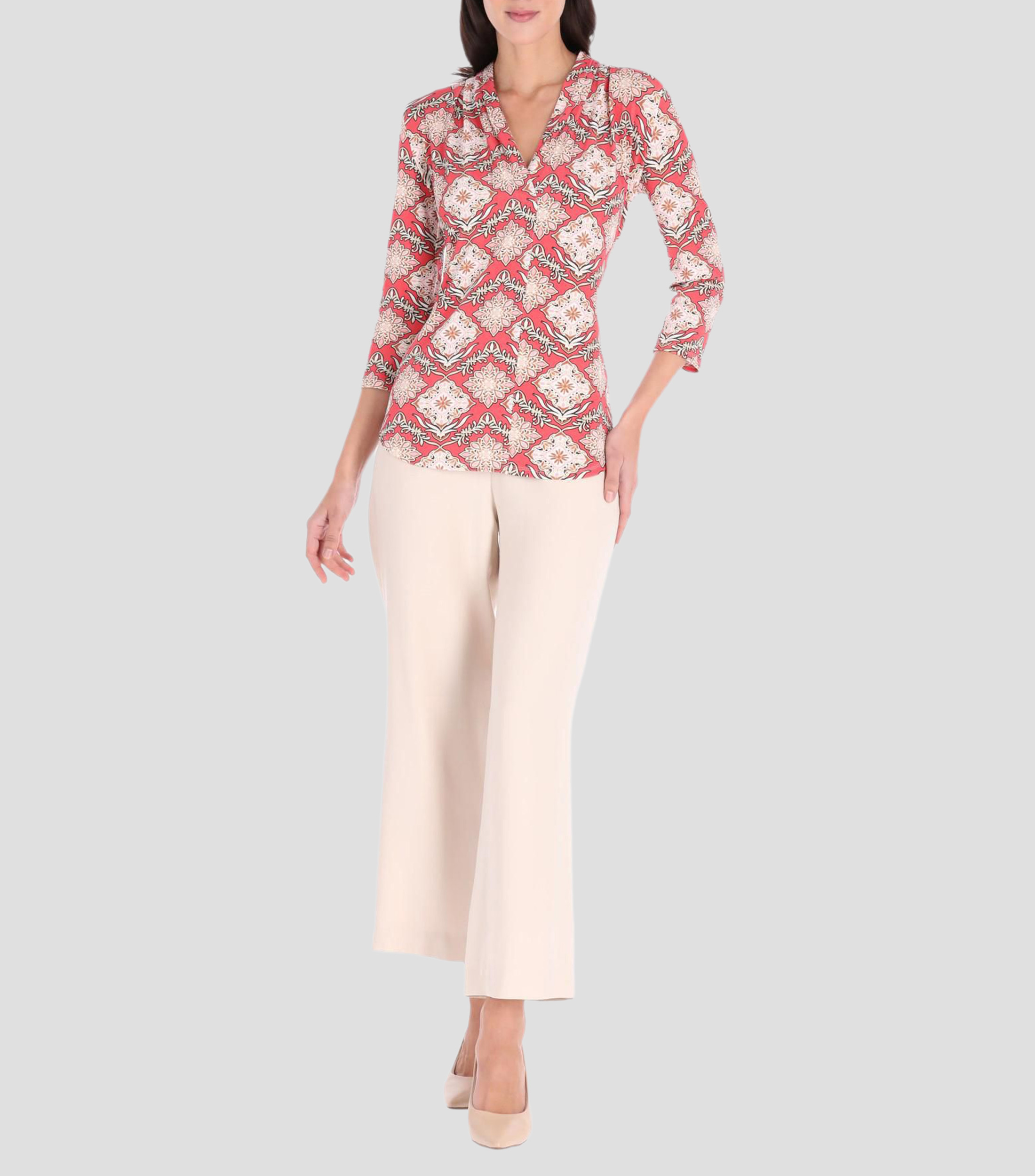Blusa estampada manga 3/4 Línea Petite Mujer