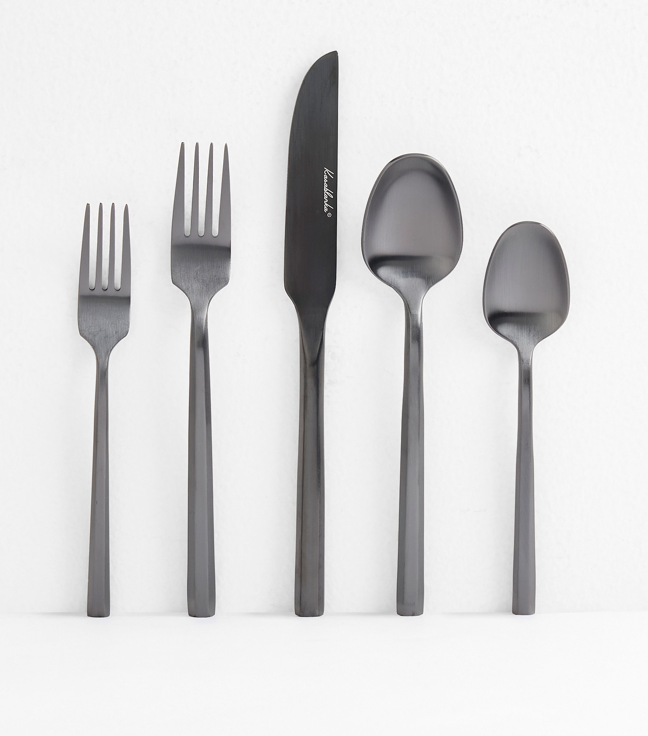 Set de cubiertos 20 piezas en acero inoxidable negro mate