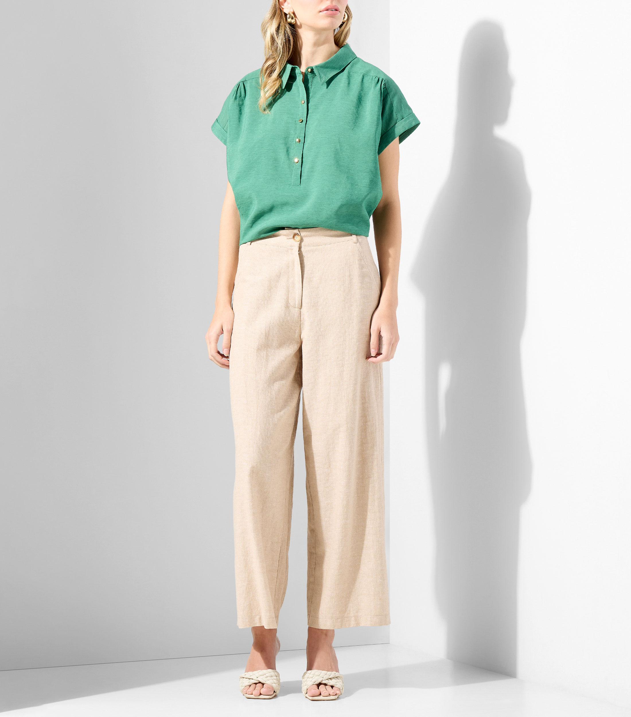 Blusa jaspeada manga corta Mujer
