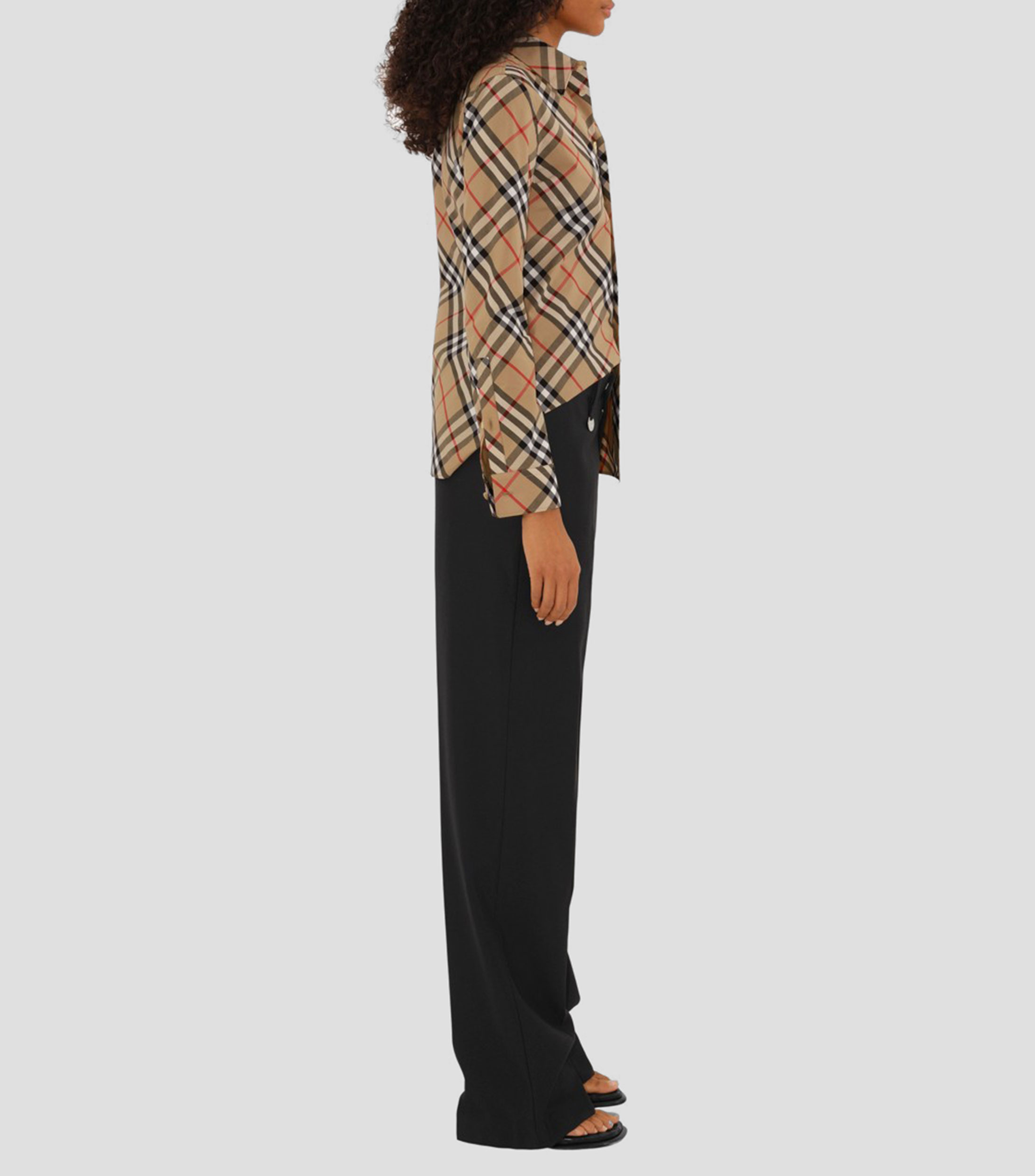 Camisa ajustada en algodon Check Mujer