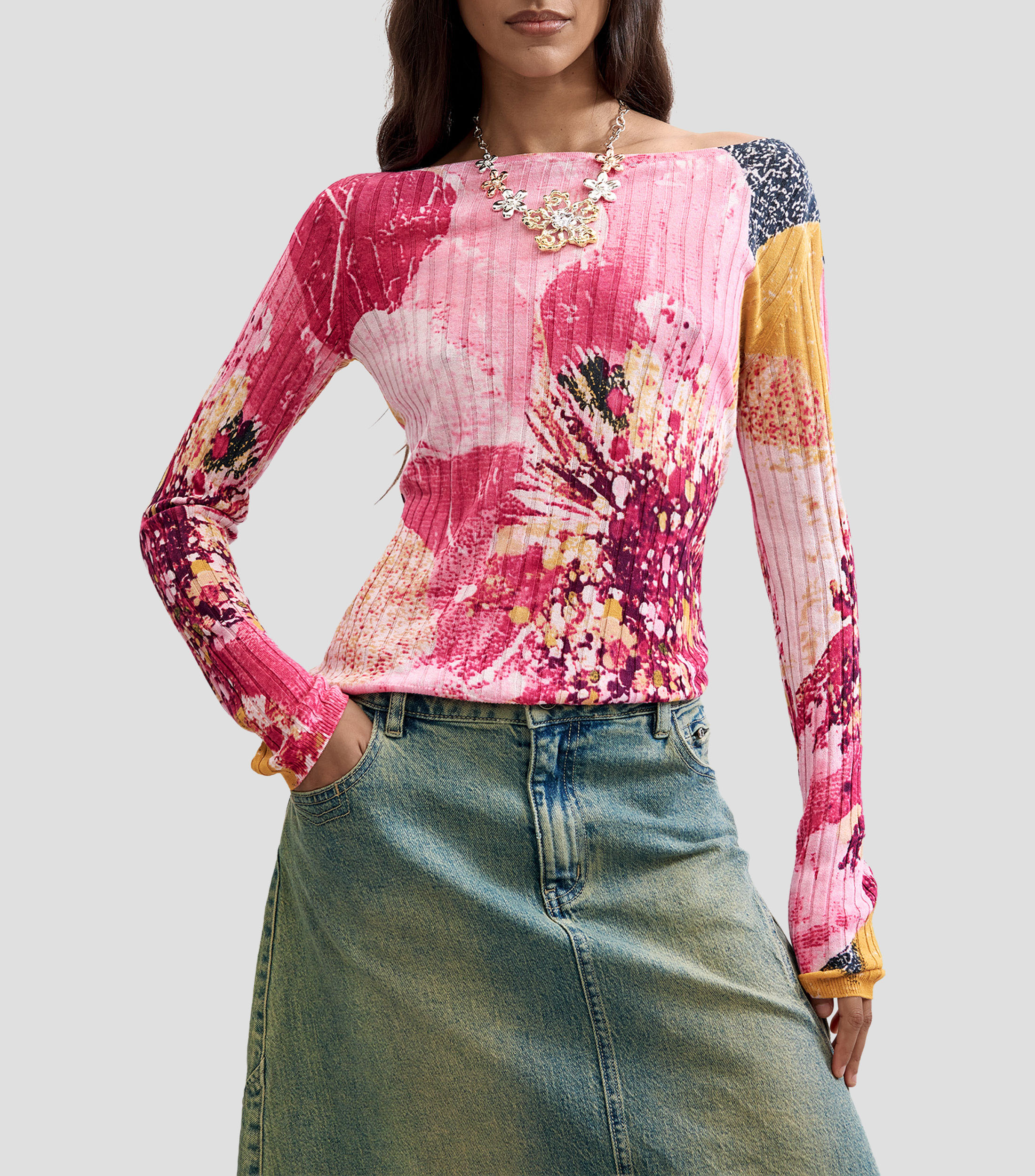 Suéter Estampado Flores Mujer