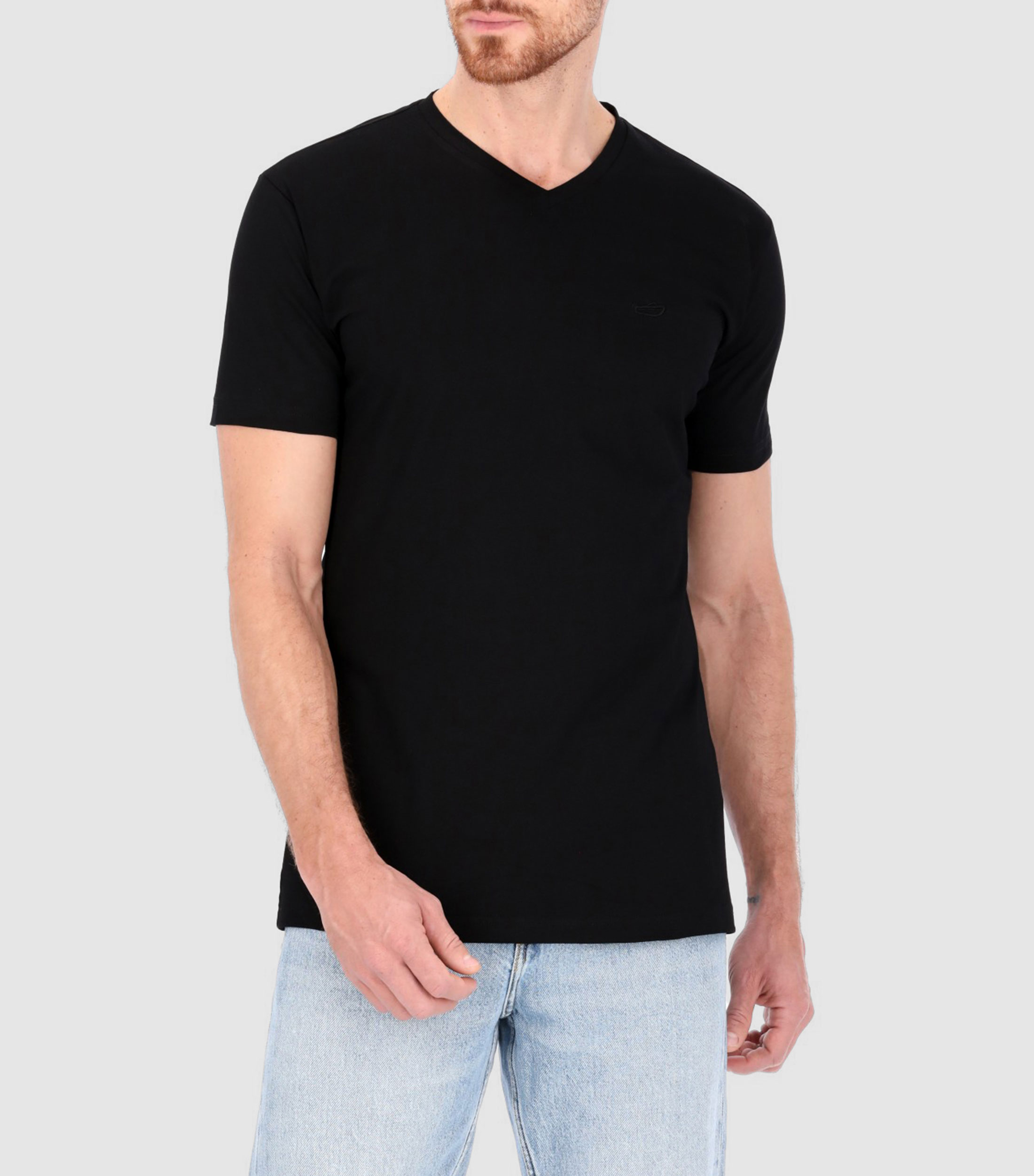 Playera de cuello V con manga corta Hombre