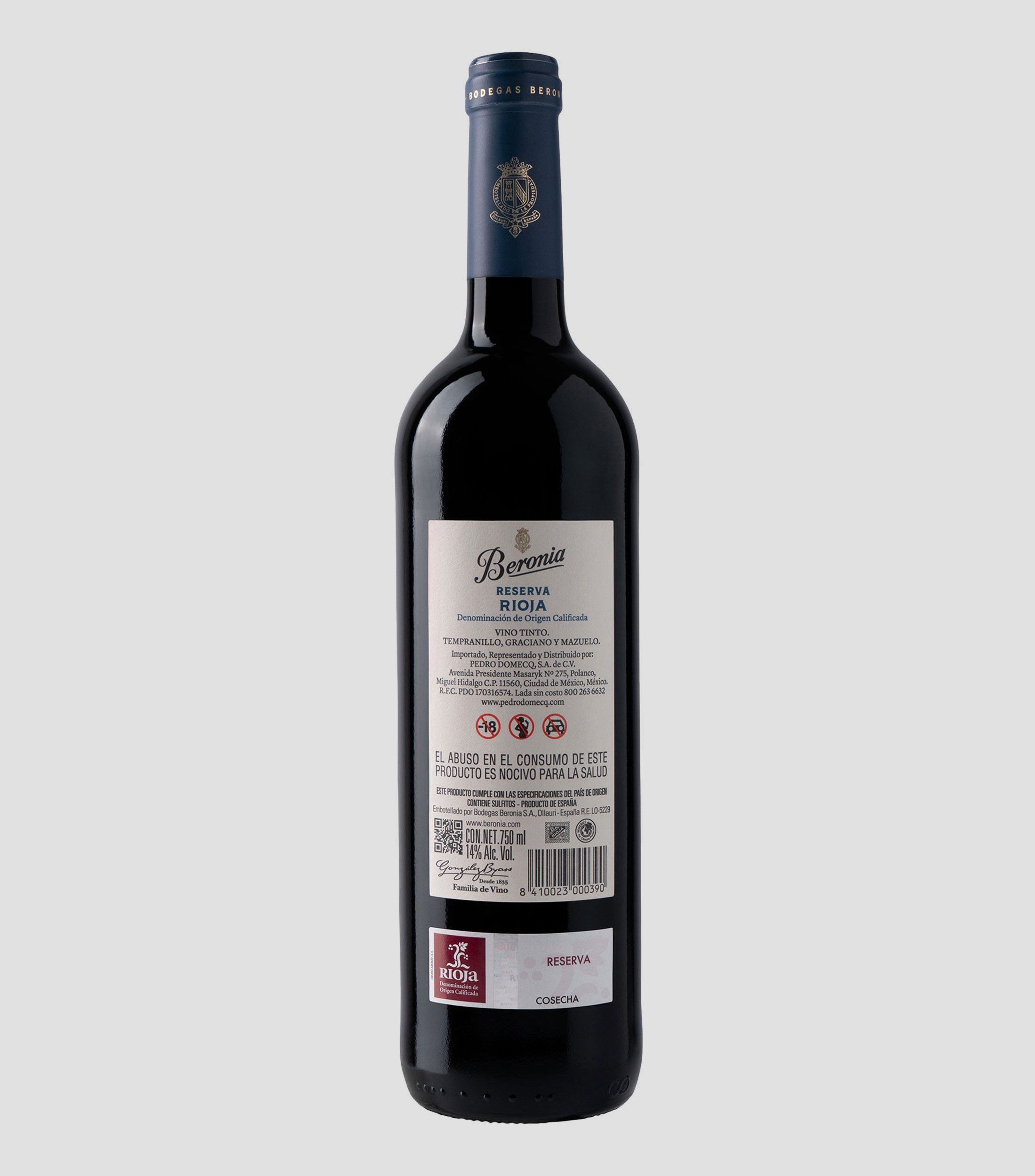 Vino Tinto Tempranillo Reserva, 750 ml