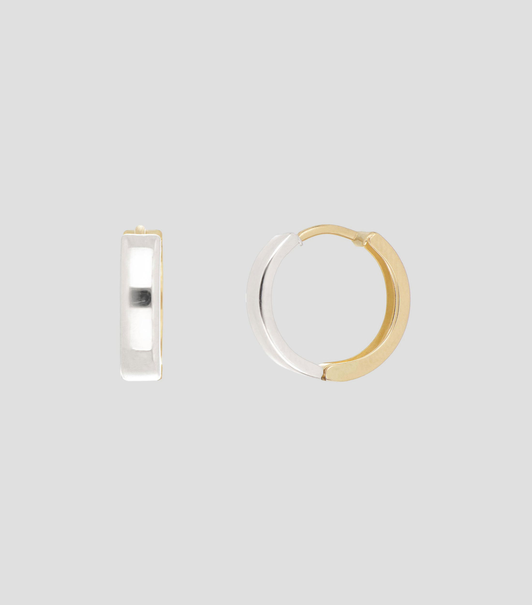 Aretes en oro 14 Kilates bicolor Huggies Mujer