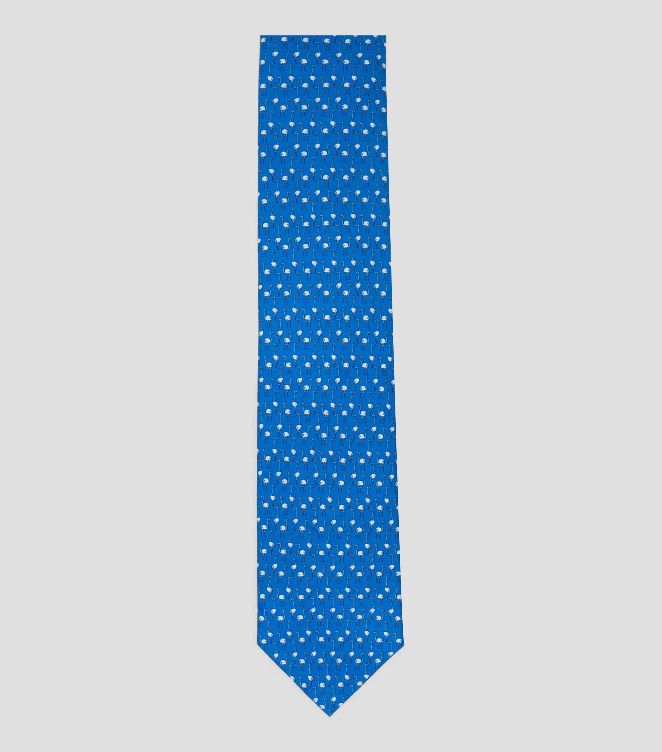 Corbata ancha de seda azul estampada S8 Flamenco