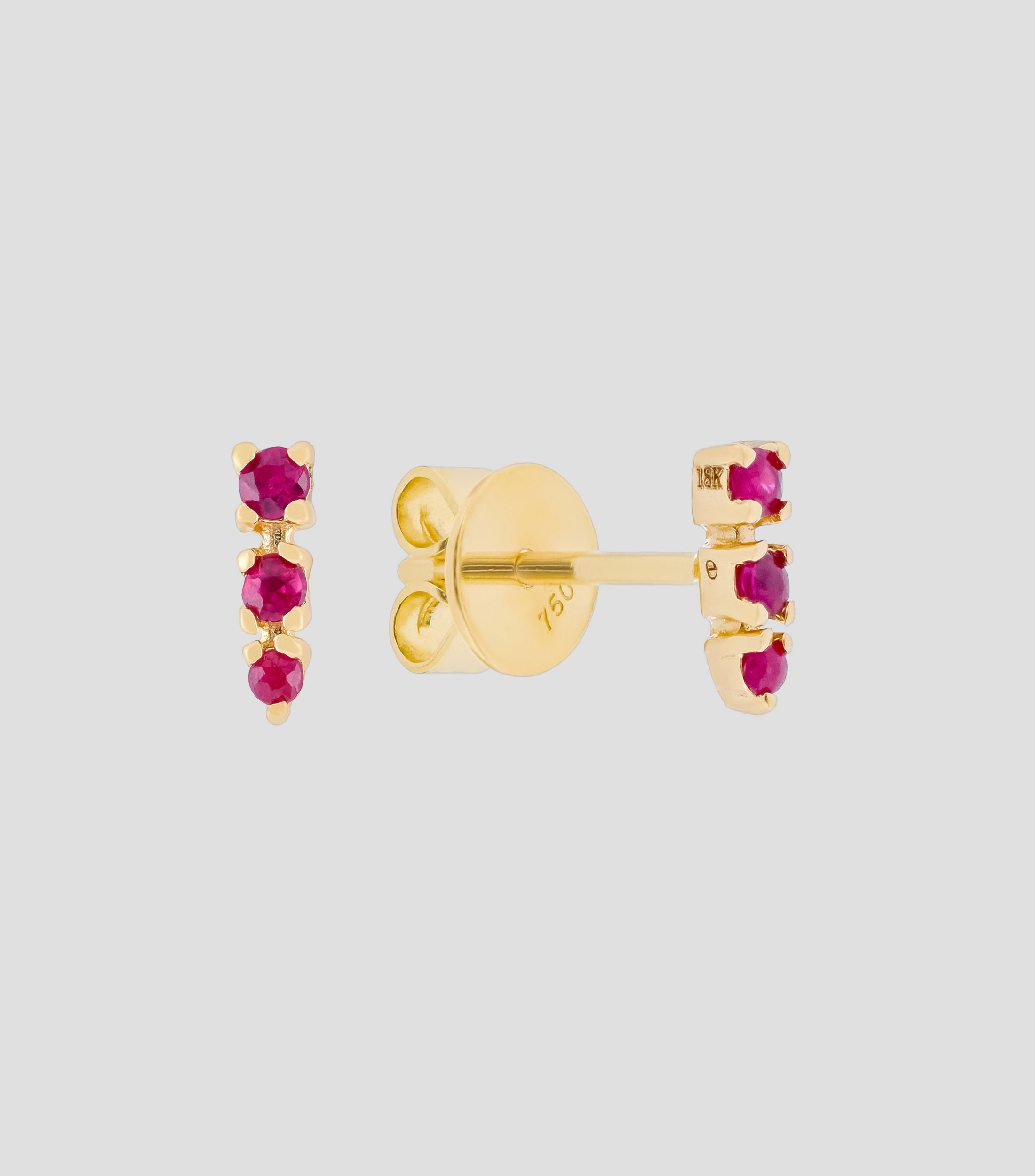 Aretes en oro 18 Kts con rubíes Mujer