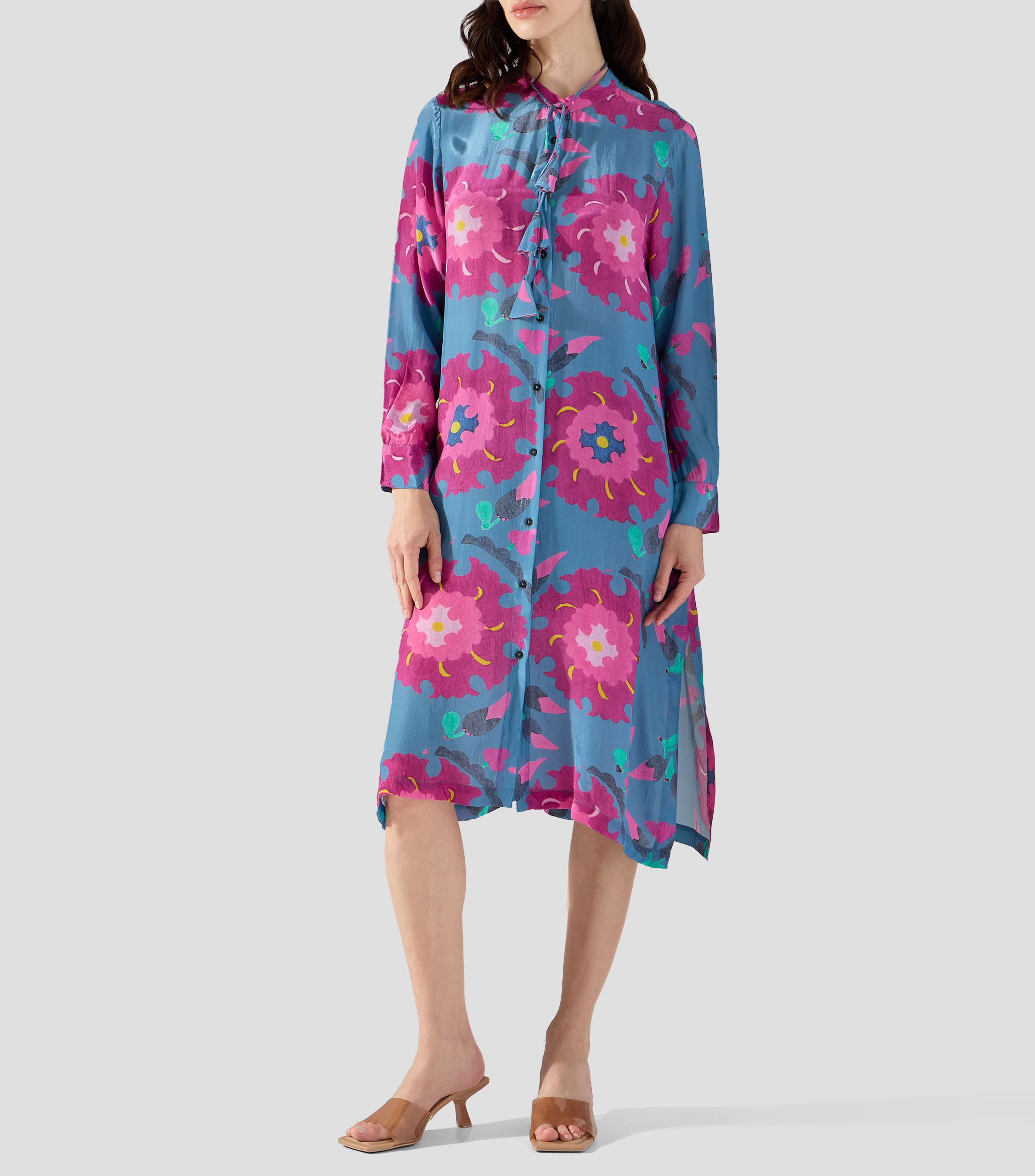 Camisa estampada manga larga Mujer