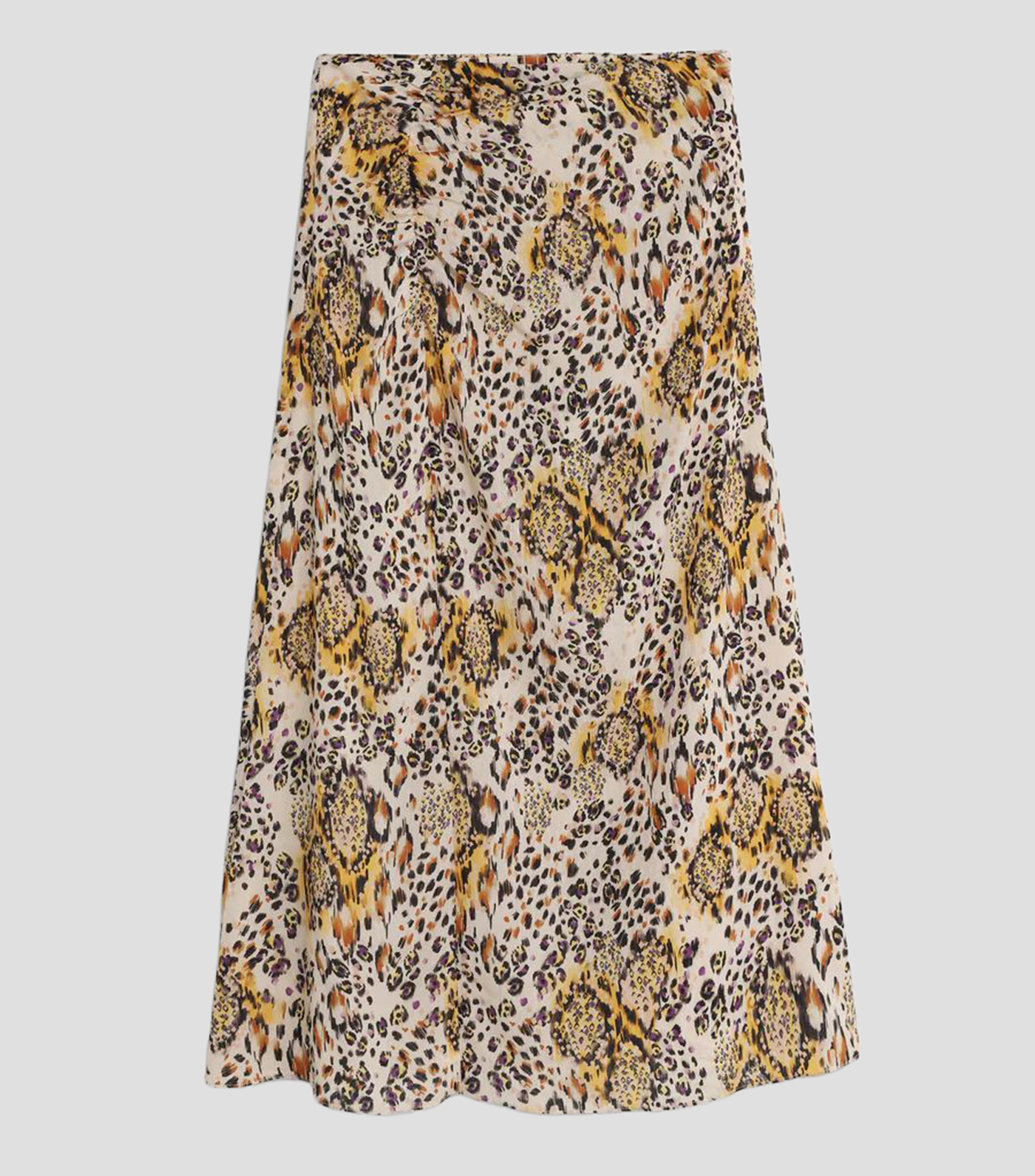 Falda midi de corte A con animal print Mujer