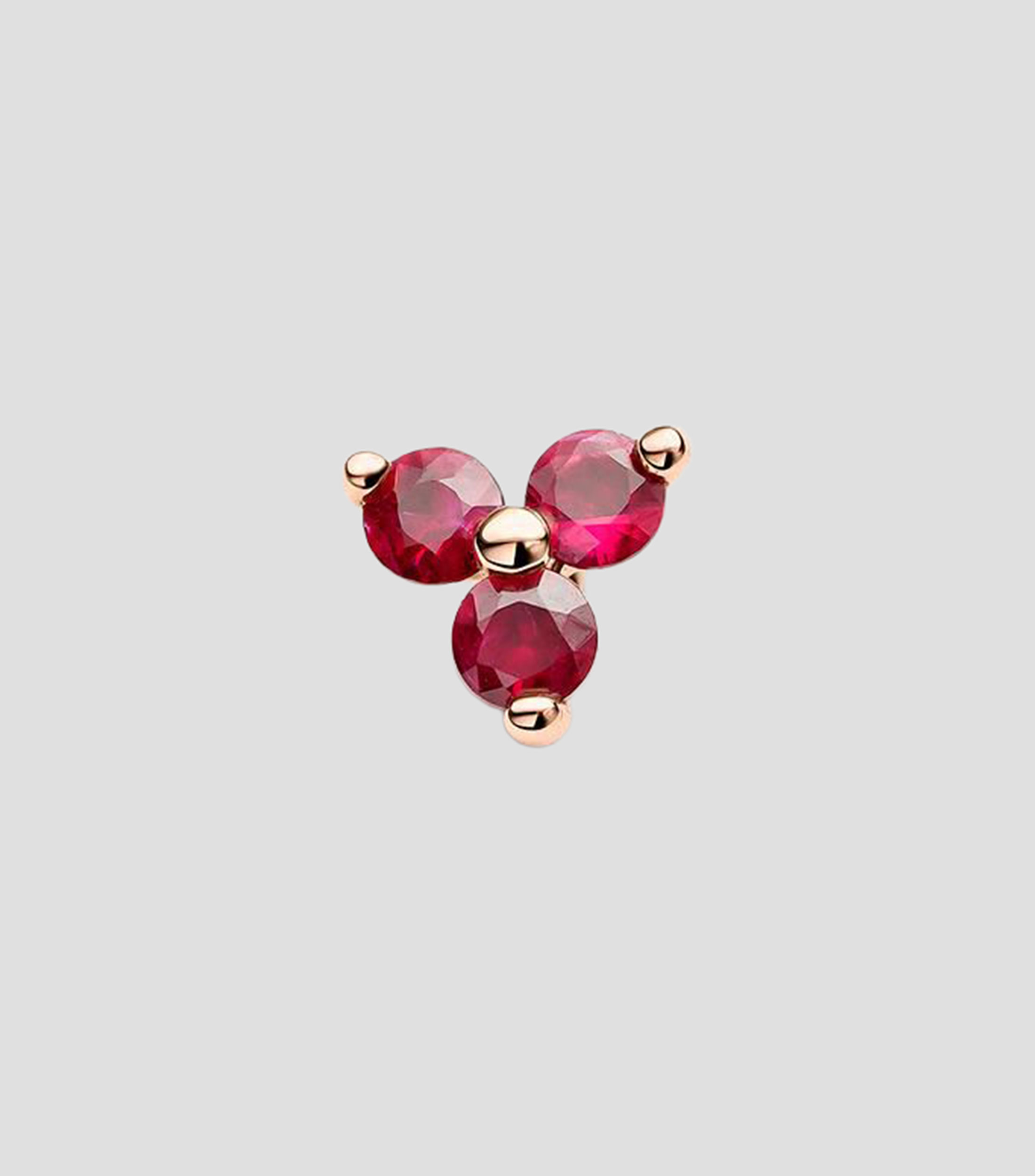 Arete en oro rosa de 9 kilates con rubís Great Three Mujer