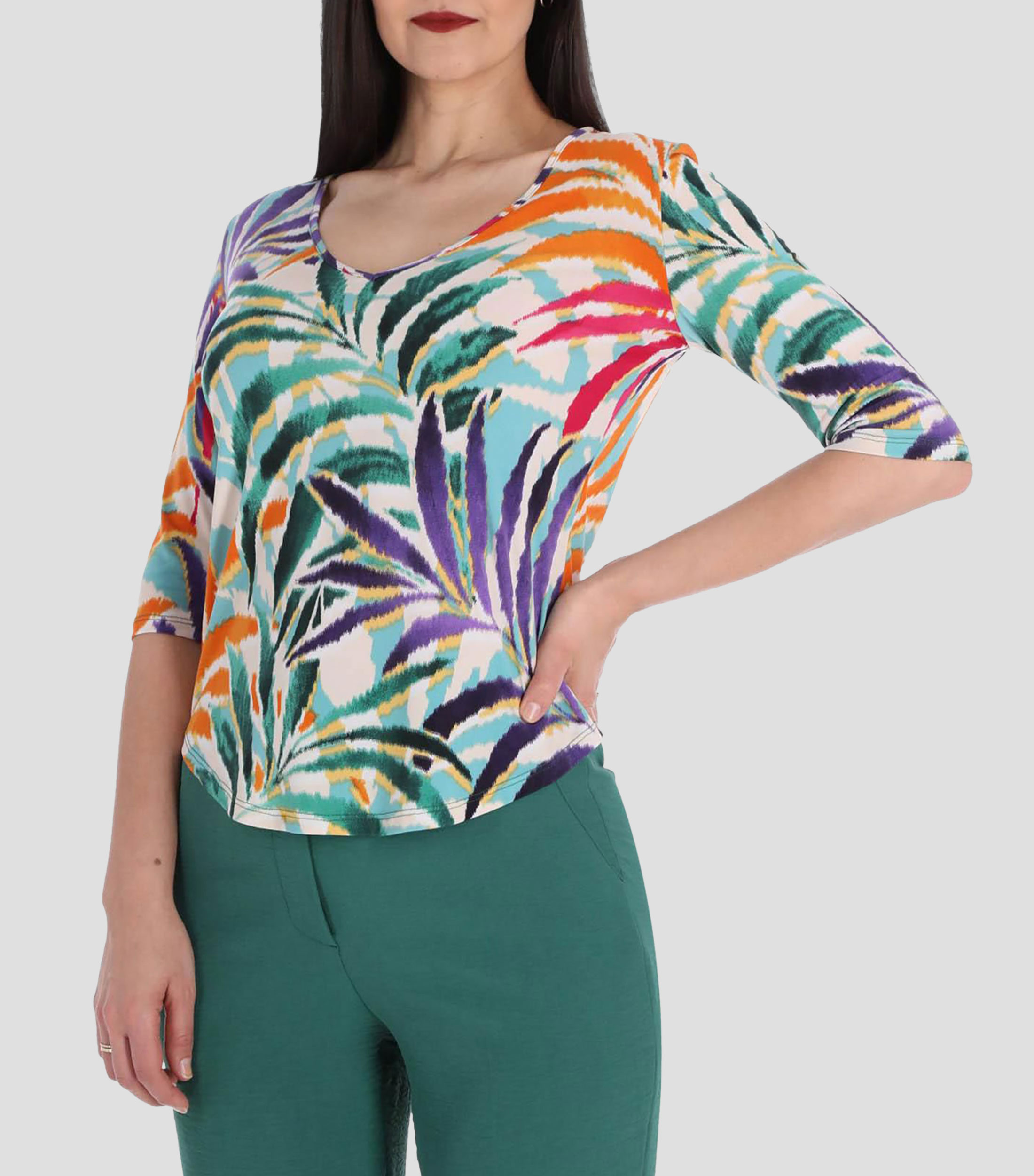 Blusa estampada manga 3/4 Mujer