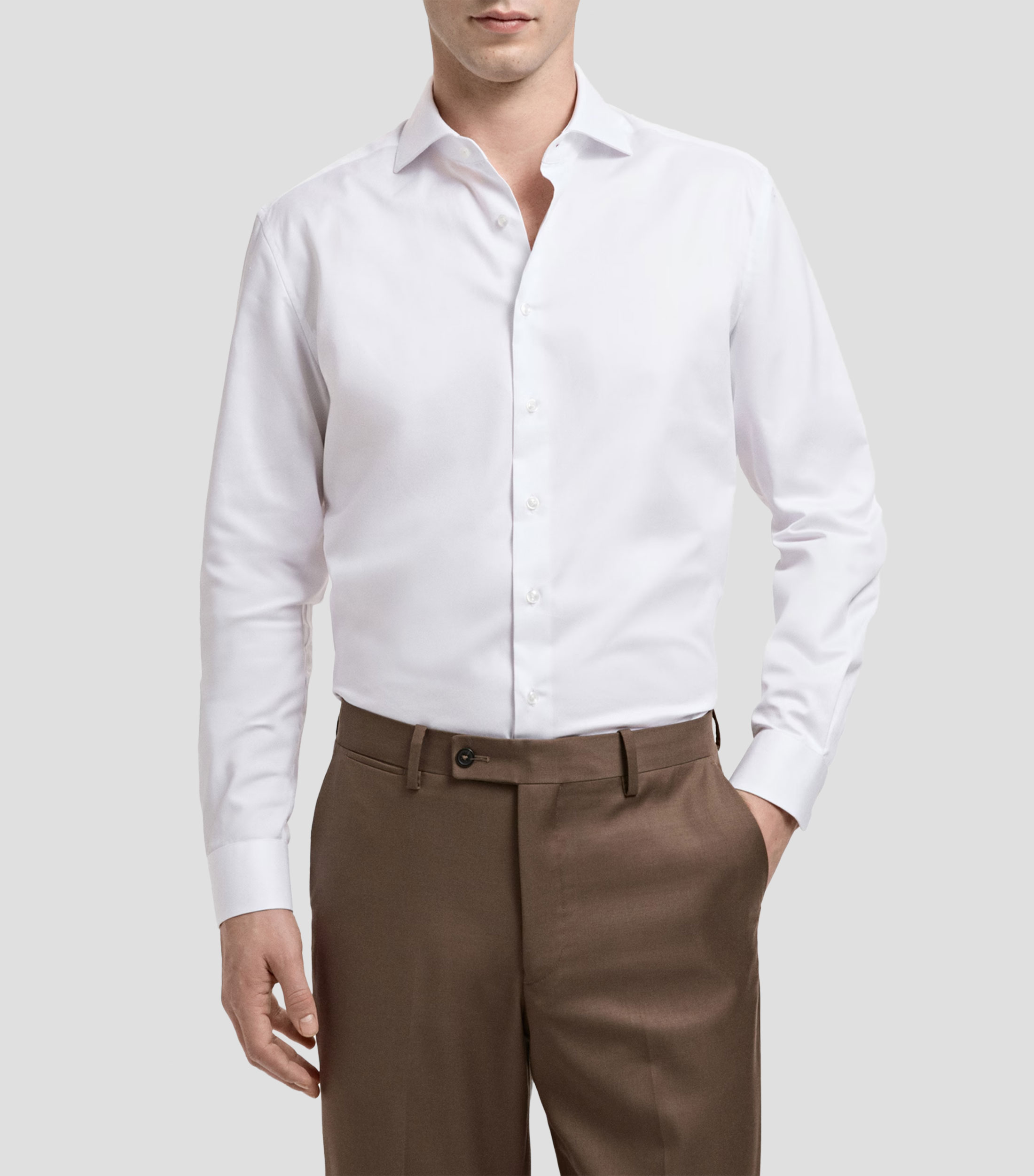 Camisa lisa manga larga Hombre