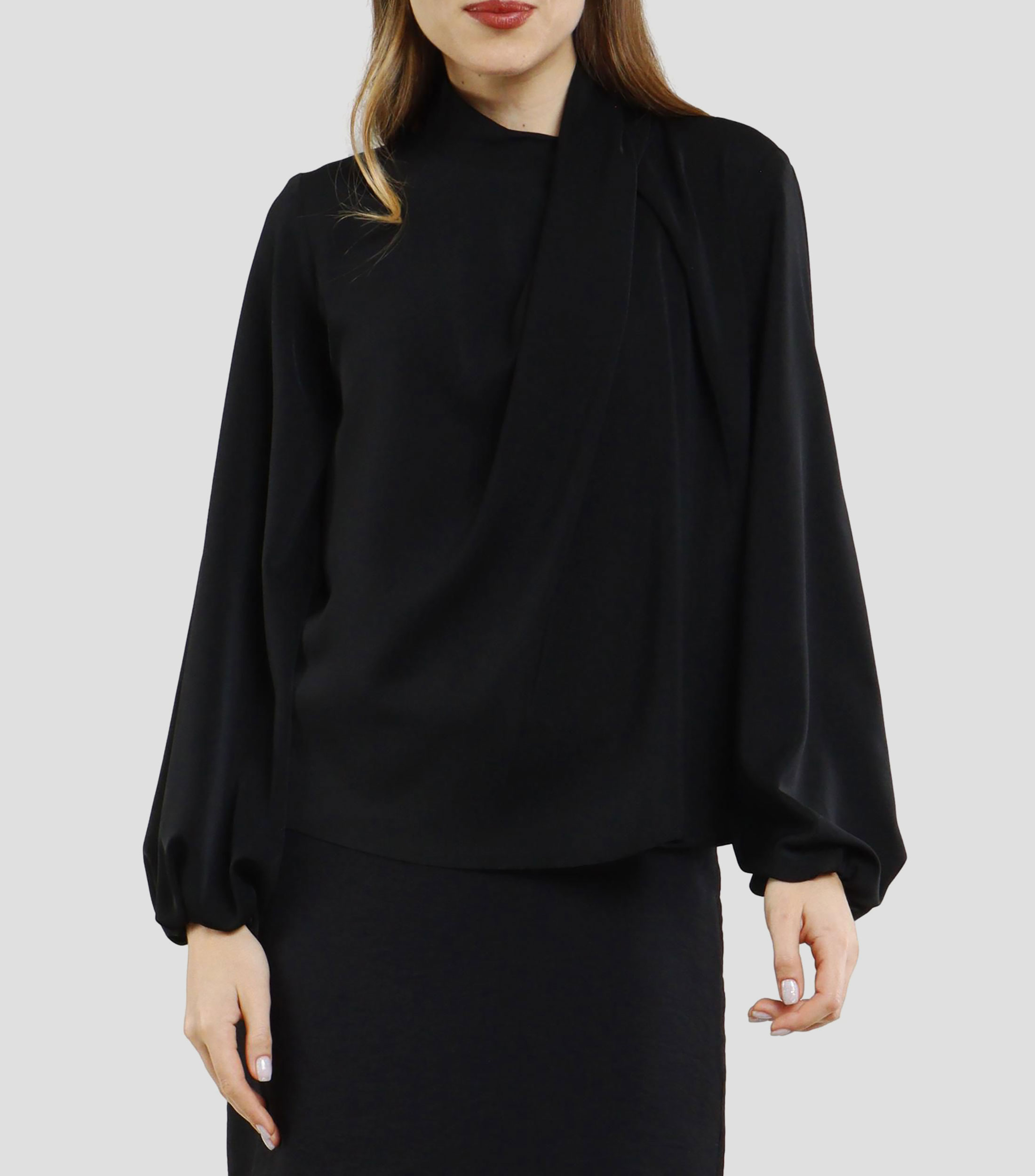 Blusa lisa manga larga Mujer