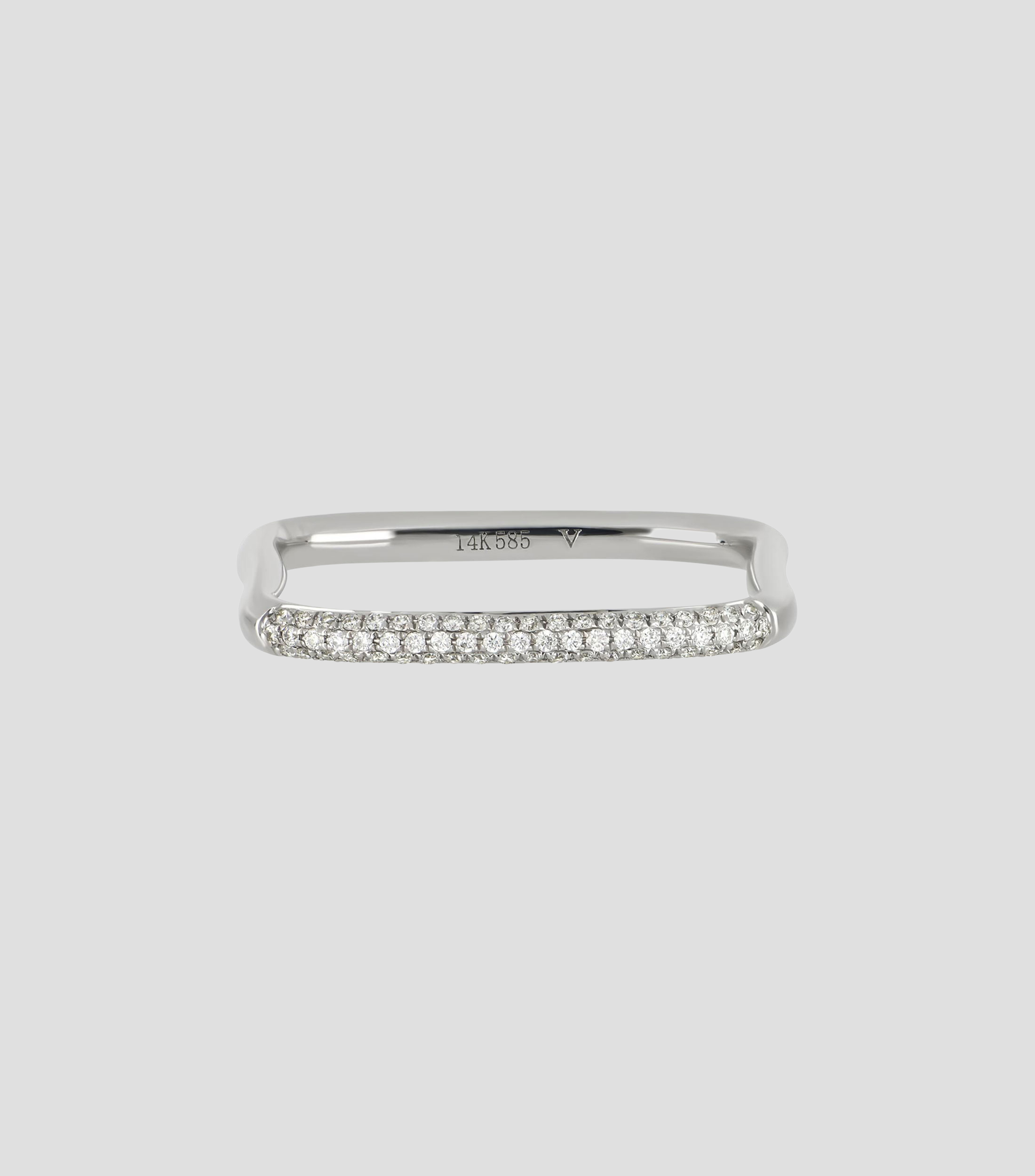 Anillo en Oro blanco de 14 Kilates con diamantes naturales incrustados Mujer