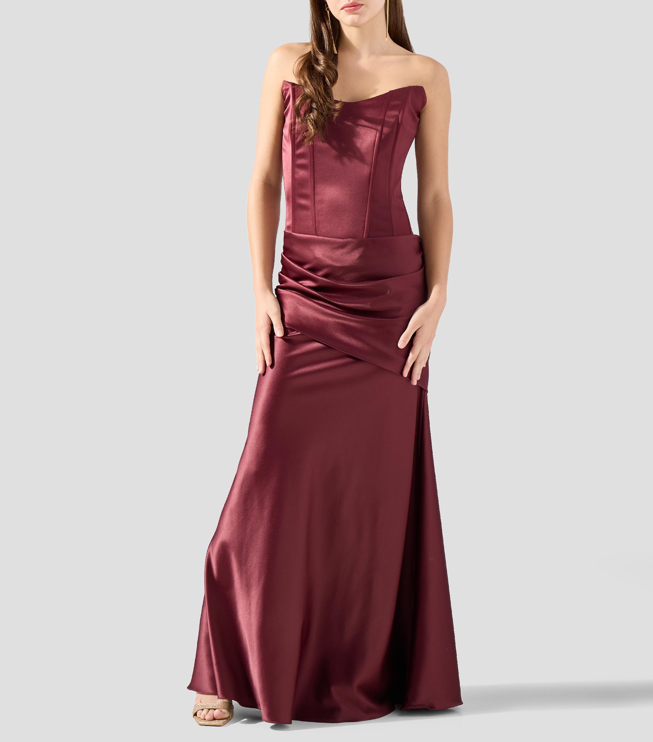 Vestido de fiesta largo liso Mujer