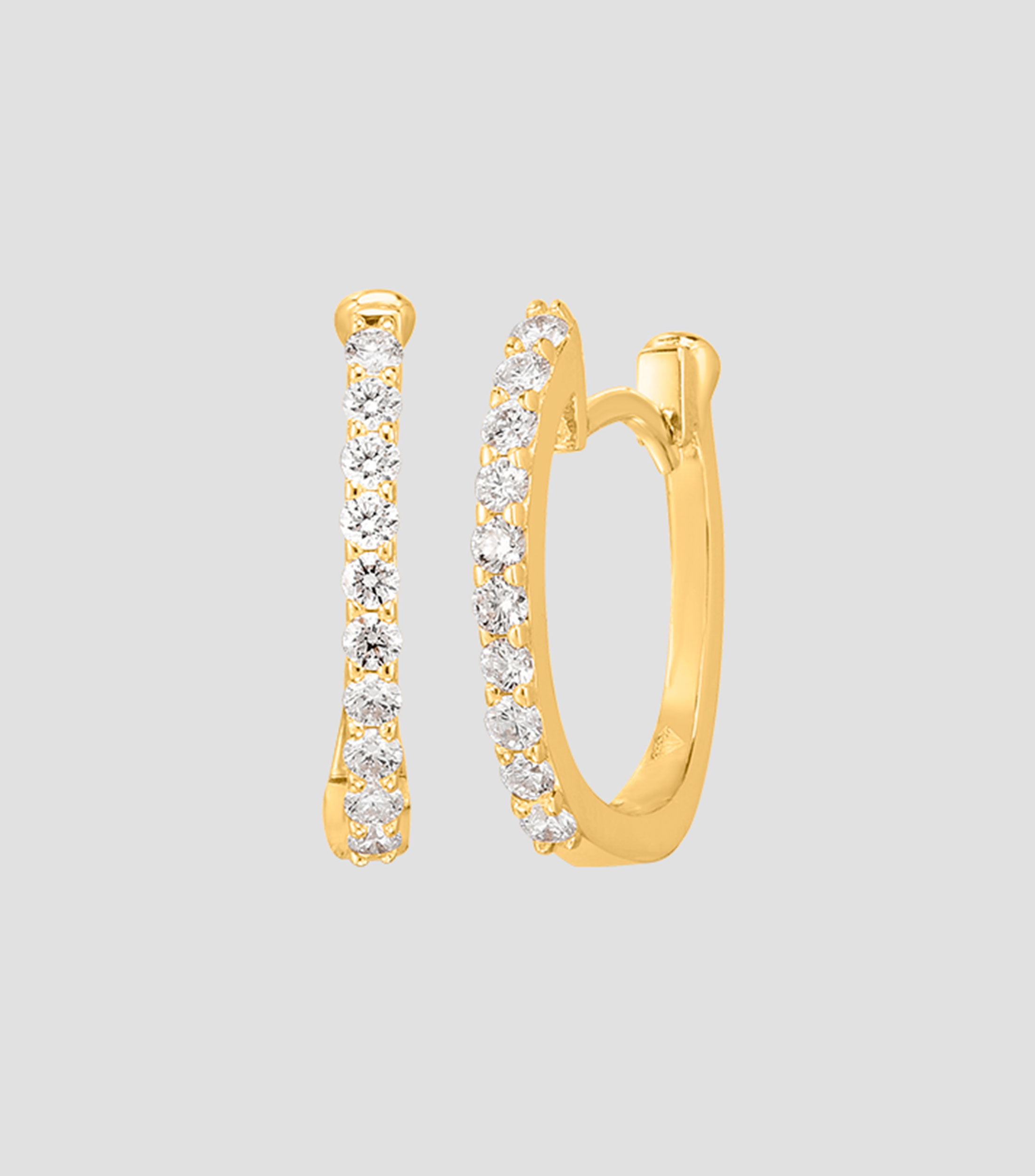 Aretes en oro amarillo de 18 kilates Diamond Hoops con diamantes Mujer