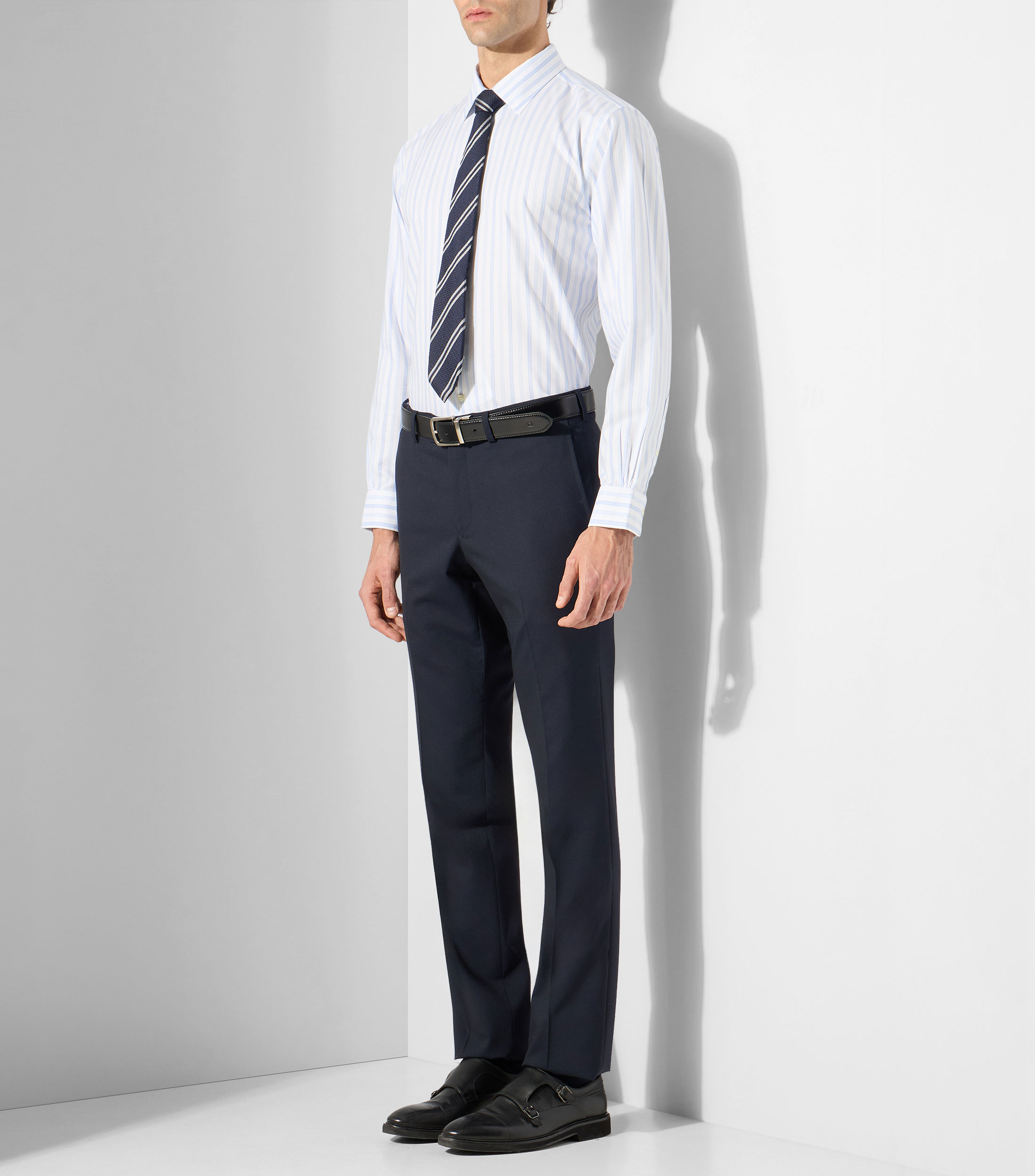 Camisa de vestir con rayas y manga larga Hombre