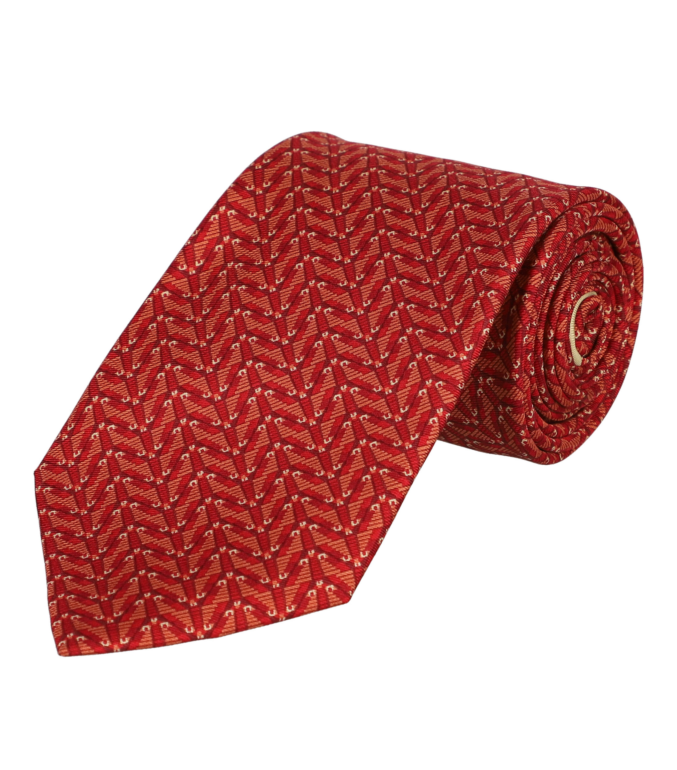 Corbata ancha en seda naranja con pirámides