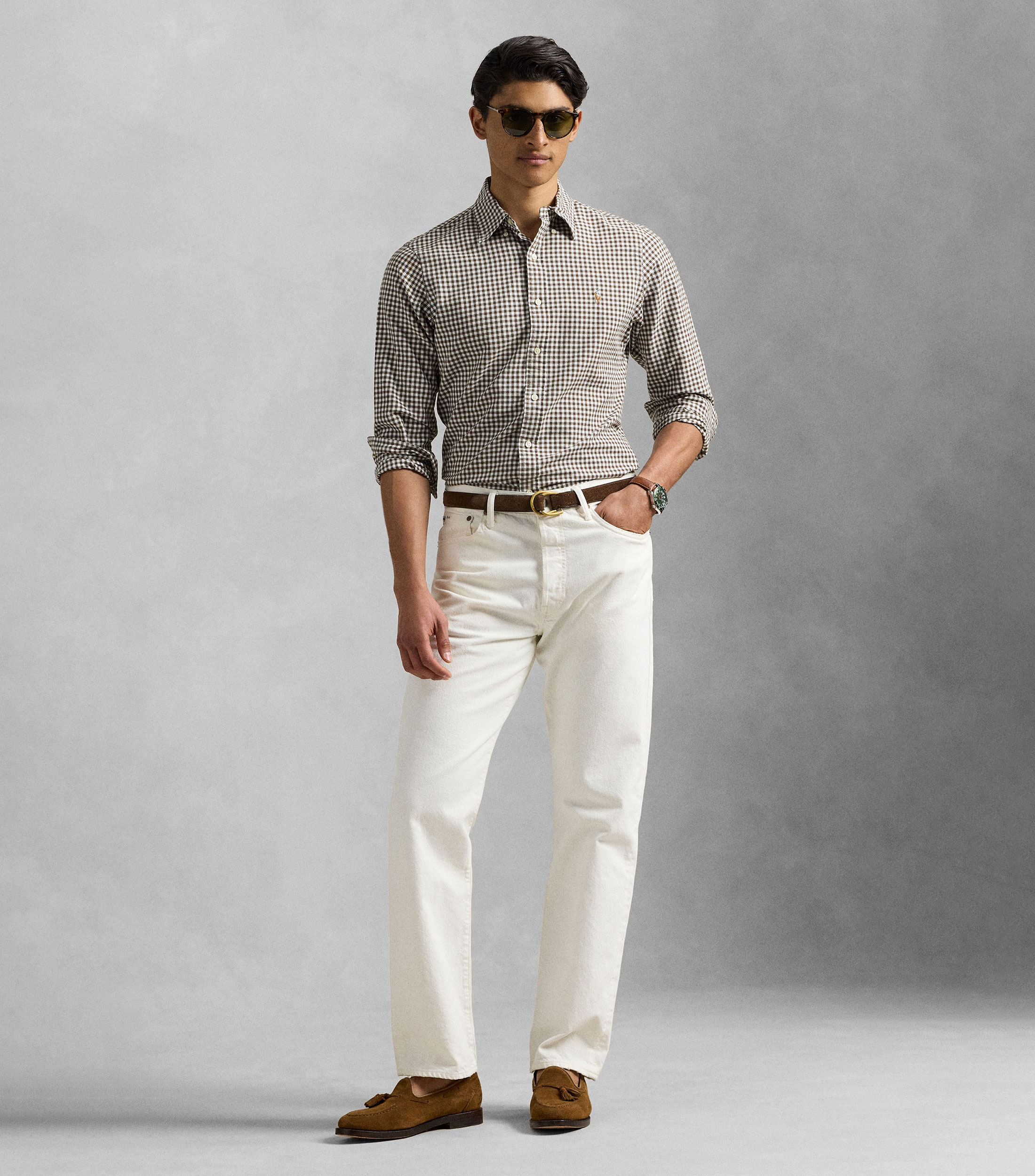 Camisa de cuadros con manga larga Hombre