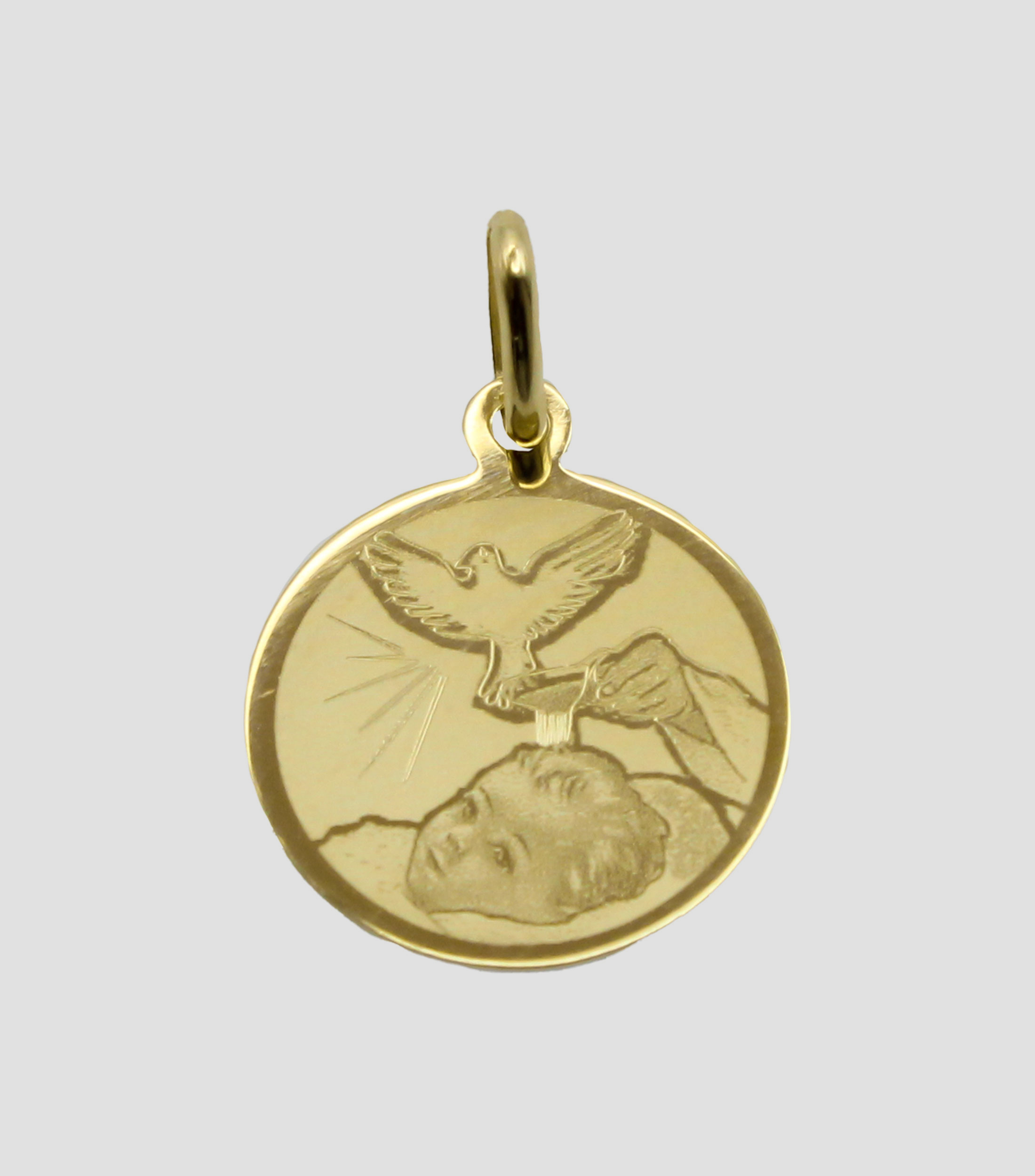 Medalla de Bautizo en Oro de 14 Kilates Mujer