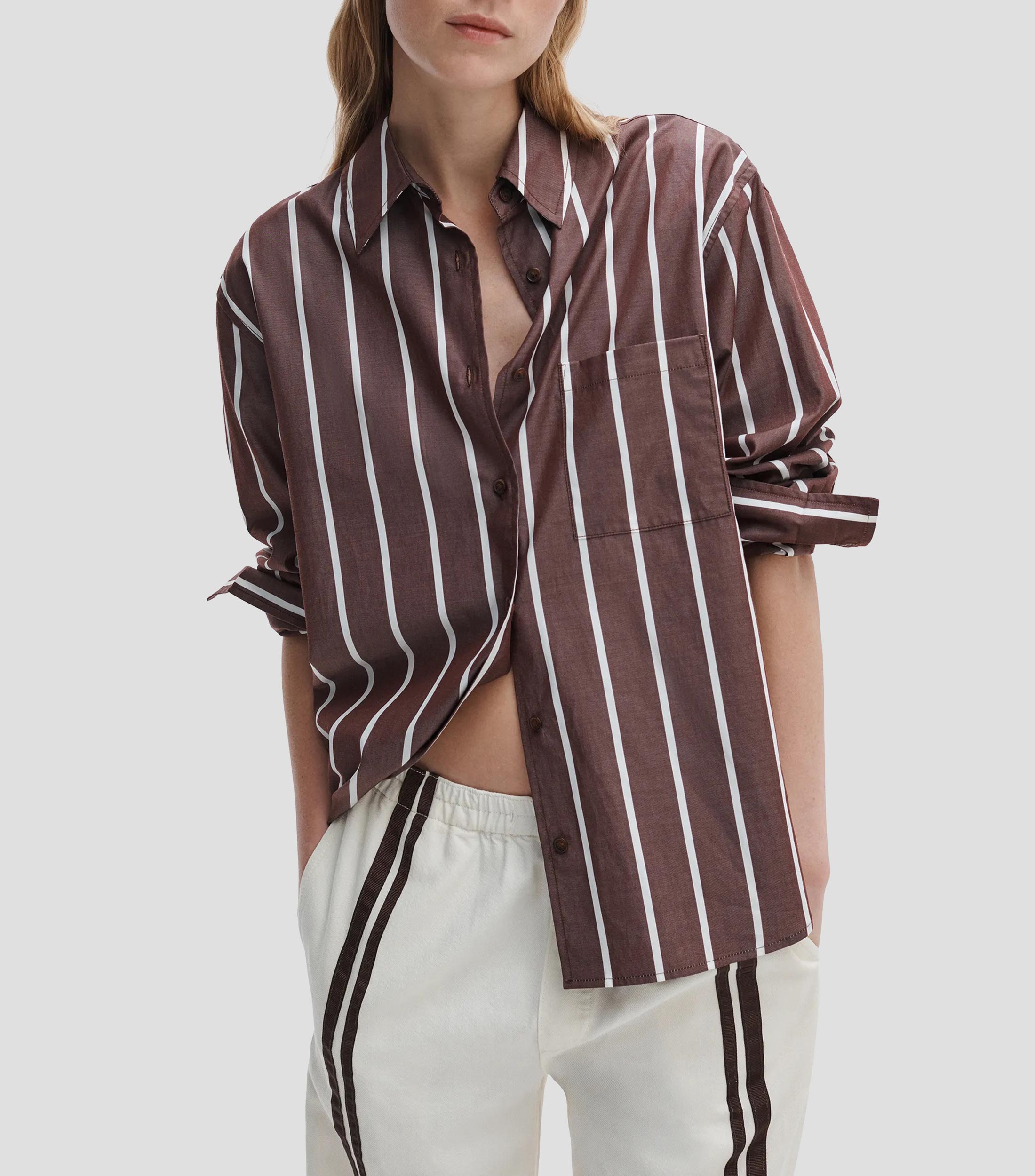 Camisa rayas manga larga Mujer