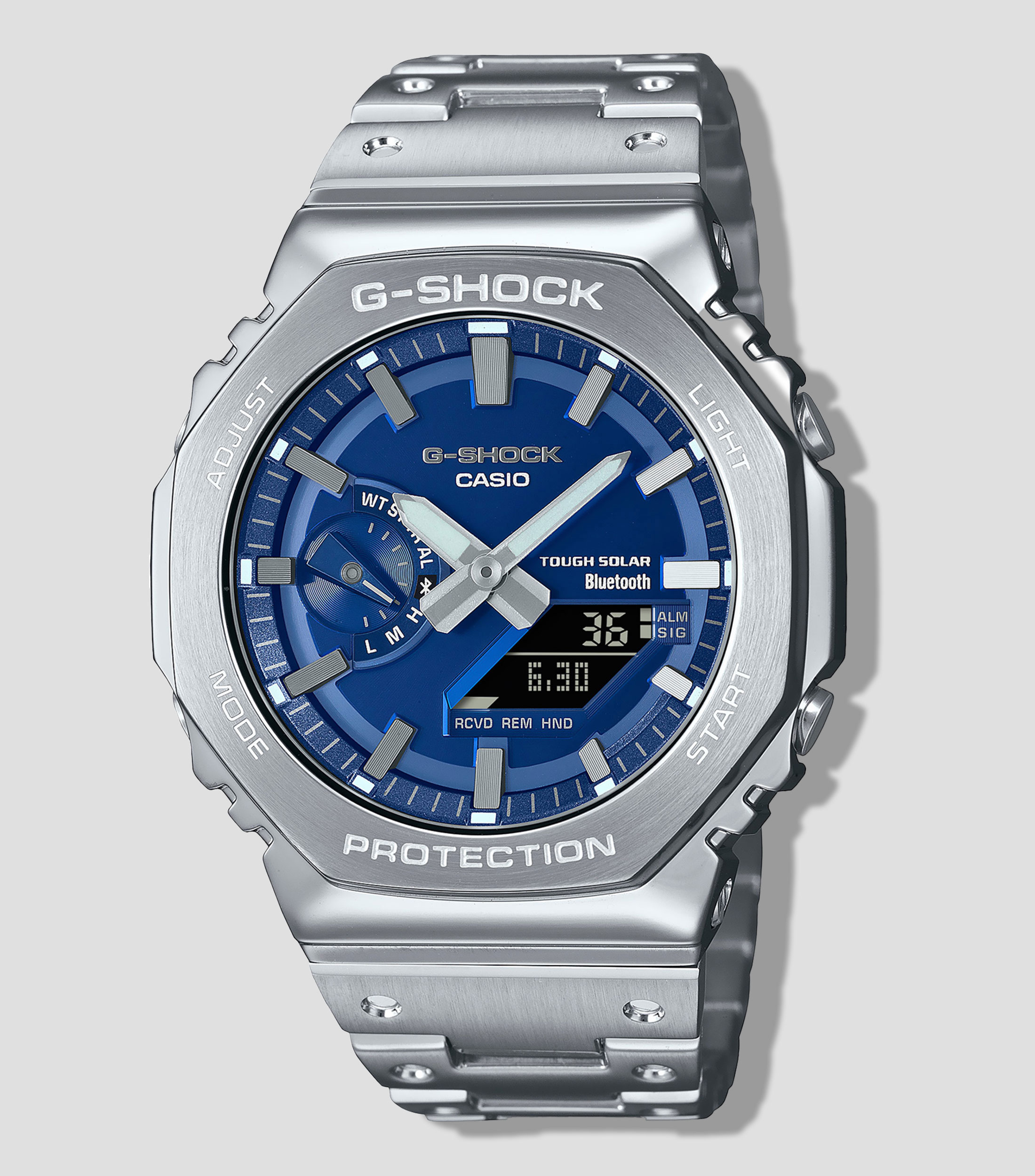Reloj Híbrido para Hombre G-Shock Full Metal casual plateado, azul