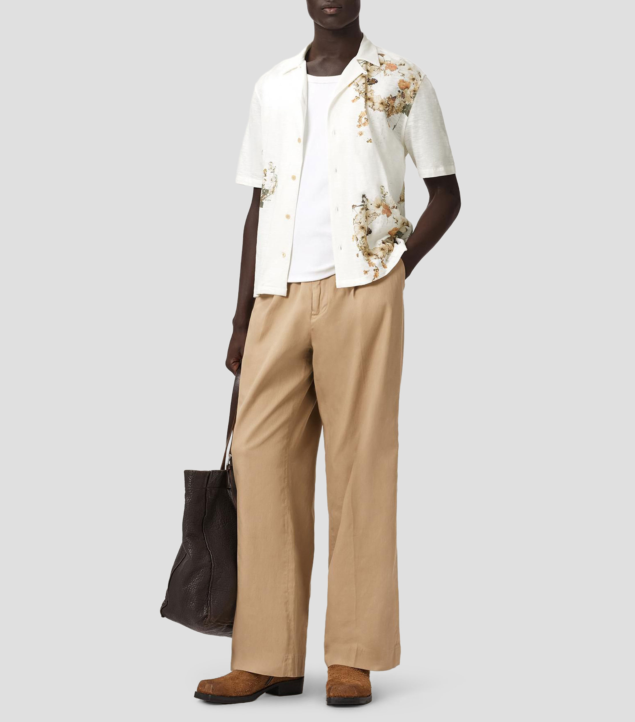 Camisa estampada con manga corta Hombre