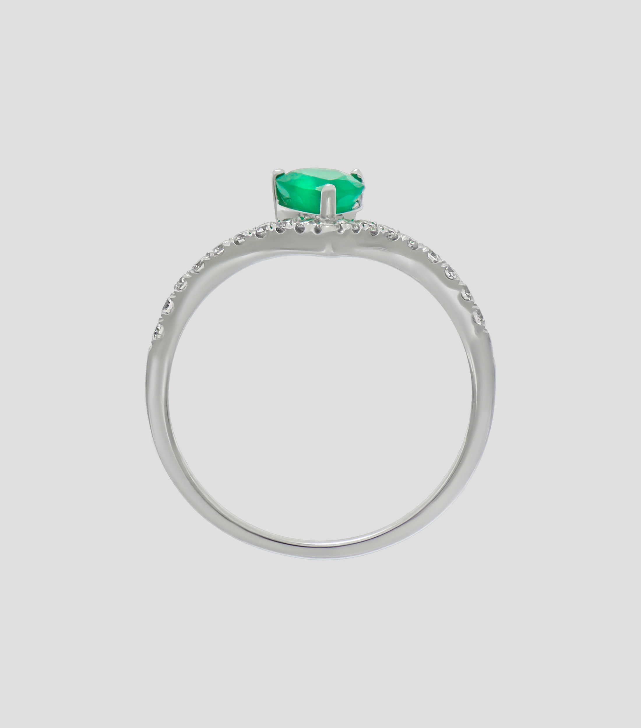 Anillo en oro con esmeralda y diamante Mujer