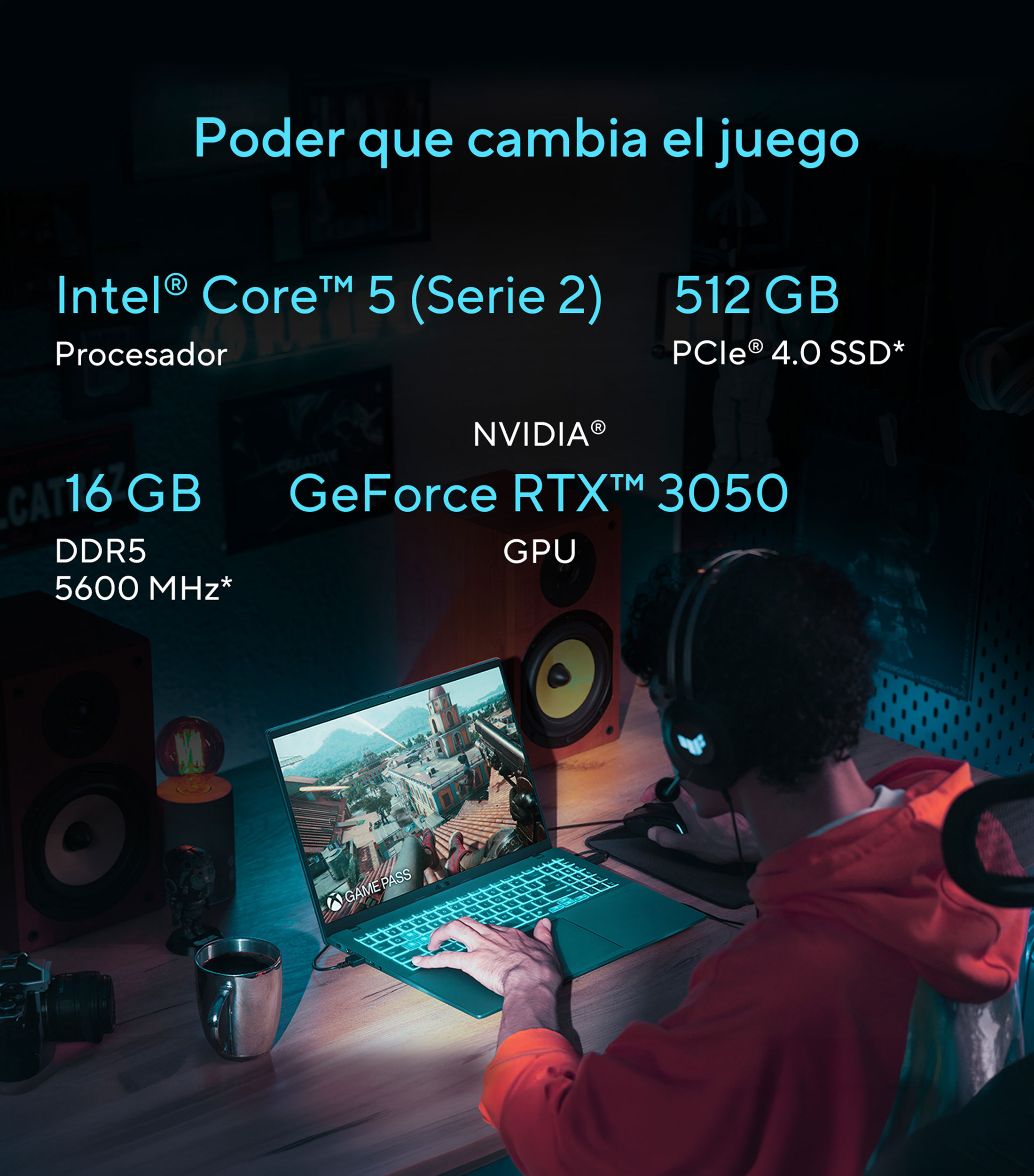 Laptop Gaming V16, 16", NVIDIA RTX 3050, Intel Core 5, RAM 16 GB, SSD 512 GB