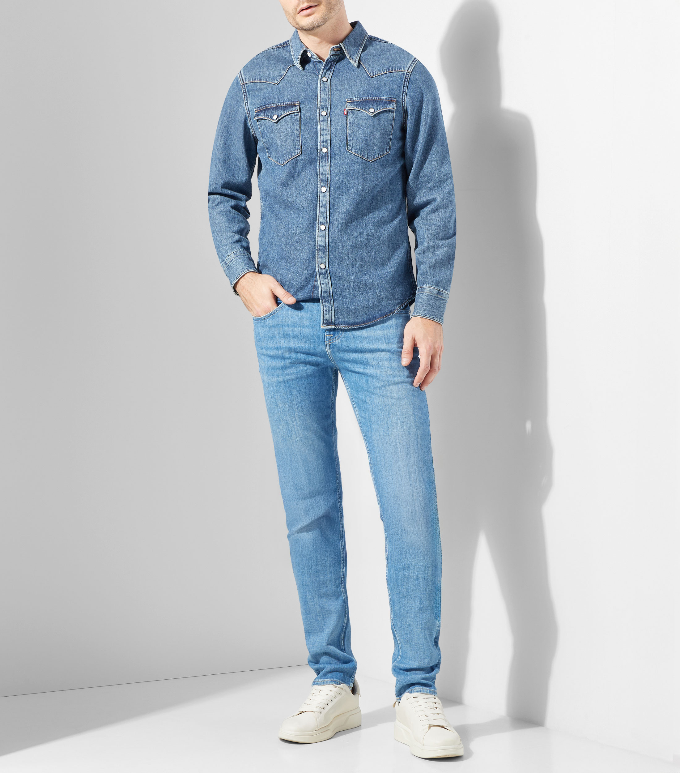 Camisa lisa manga larga Hombre