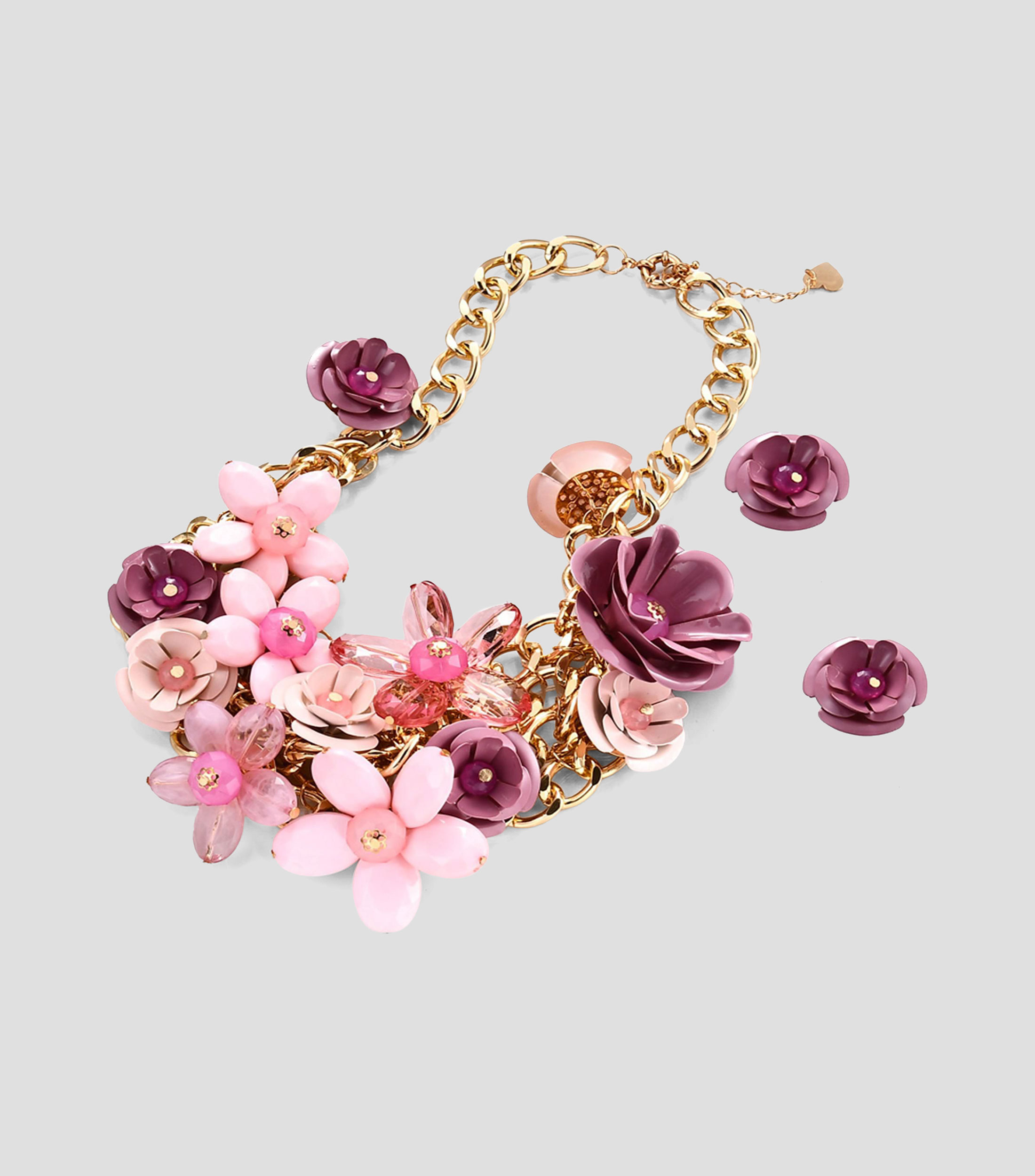 Set de collar y aretes flor Mujer