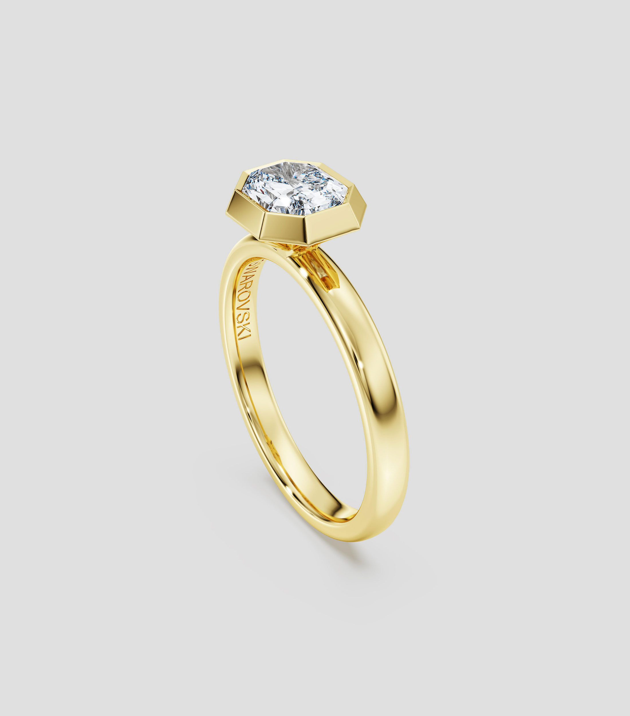 Anillo solitario en oro amarillo de 18 kilates Octagon con diamante Mujer, Talla 7