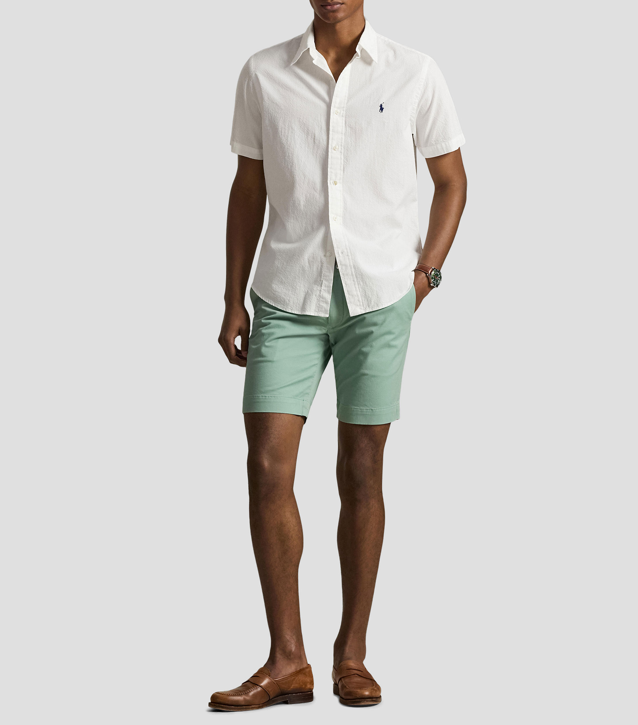 Camisa lisa manga corta Hombre