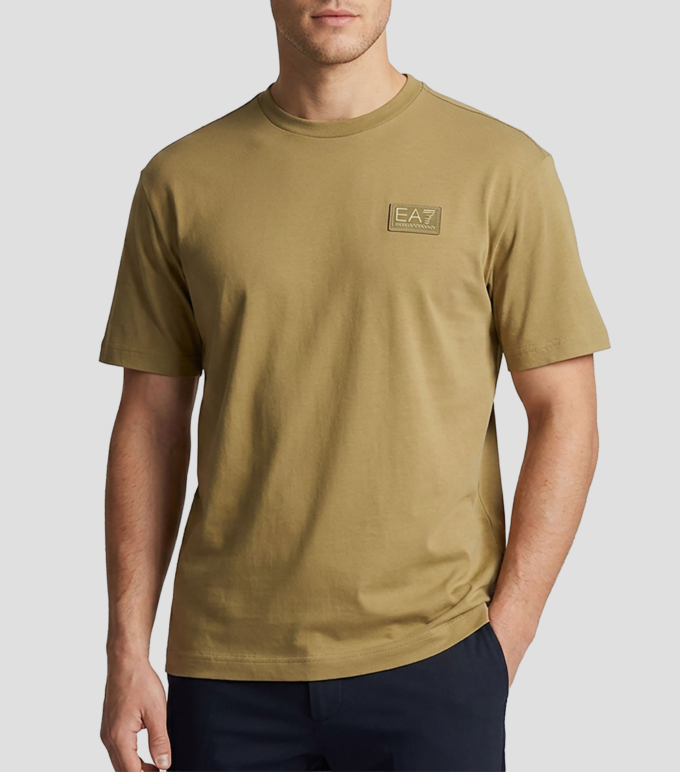 Playera cuello redondo manga corta sólido Hombre