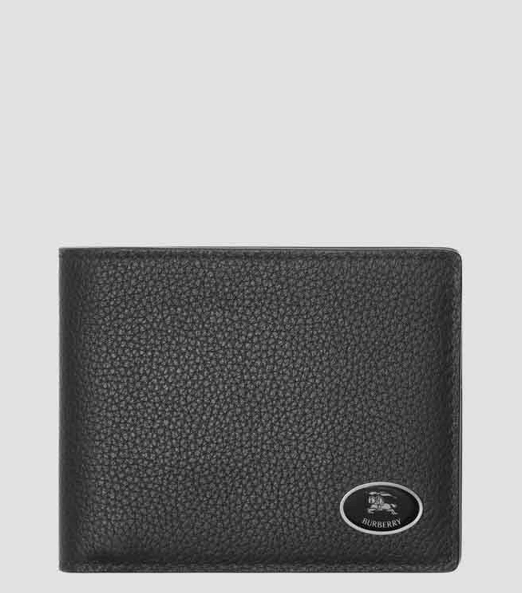 Cartera bifold fina en piel con textura granulada Hombre