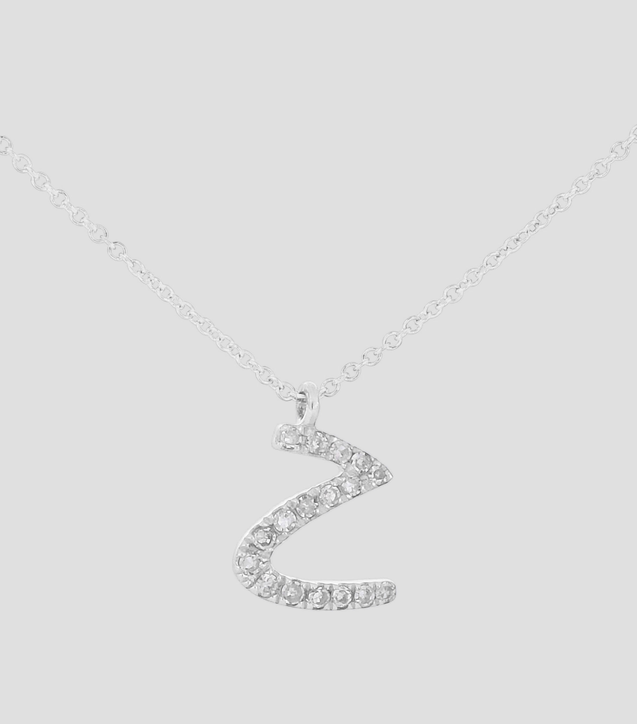 Collar en oro blanco de 14 Kts con diamantes Letra "Z" Mujer