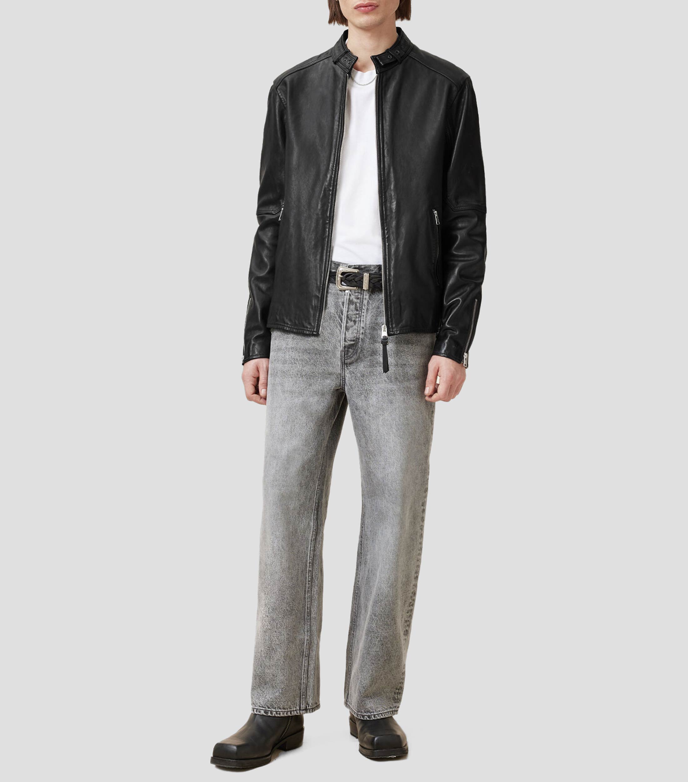 Chamarra Biker en piel Cora Hombre